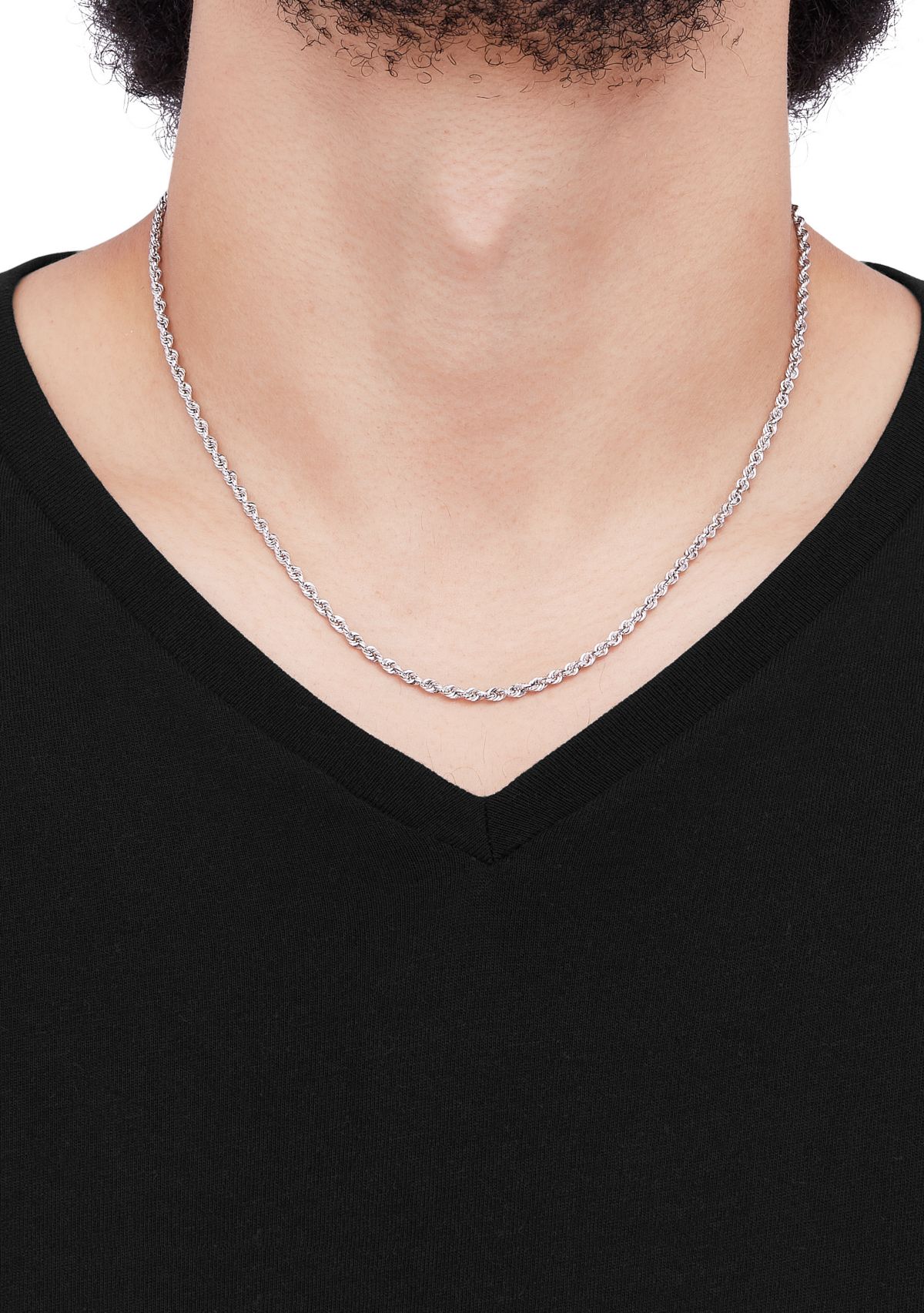 Sterling Silver Glitter Rope Necklace 