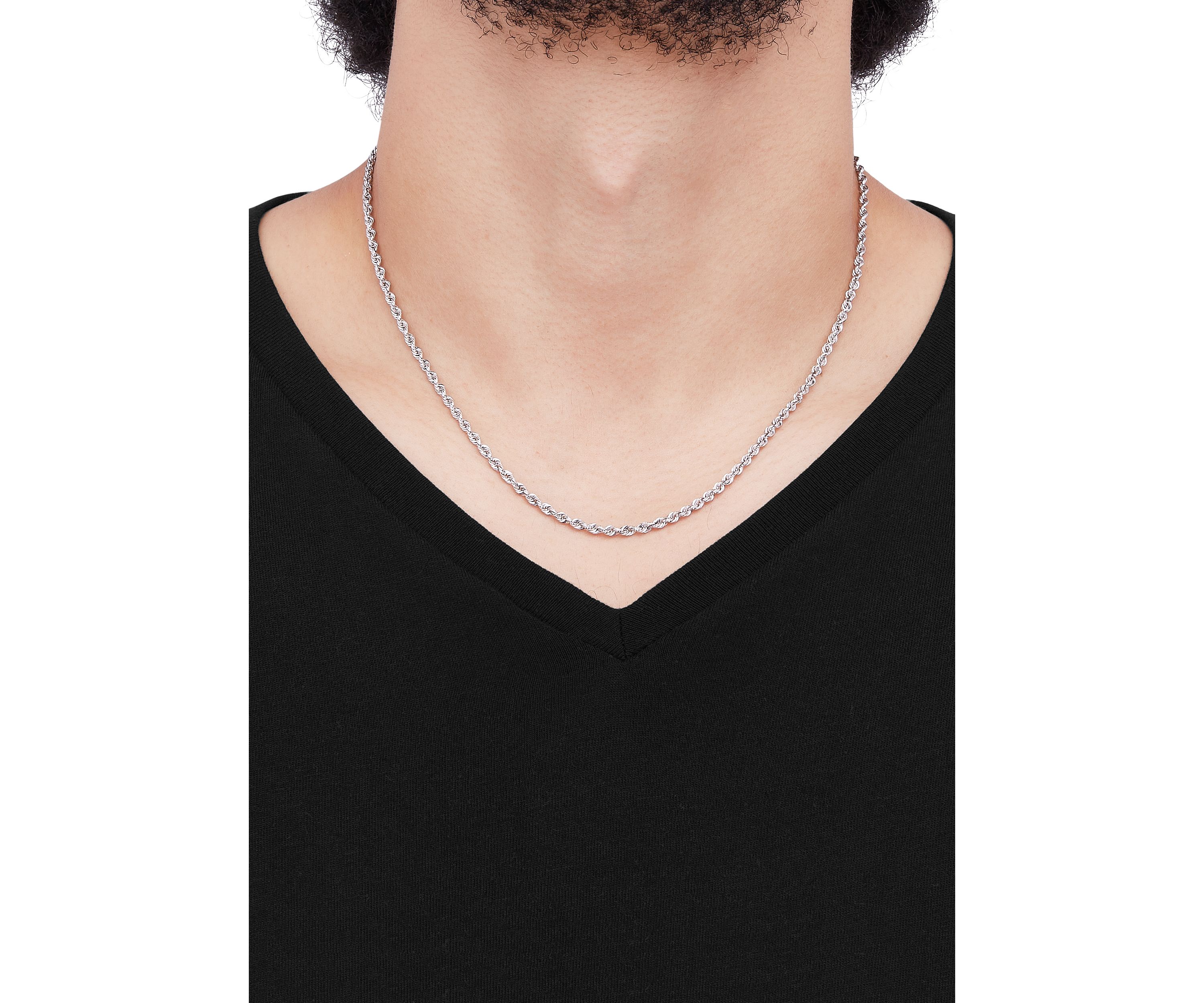 Sterling Silver Glitter Rope Necklace 