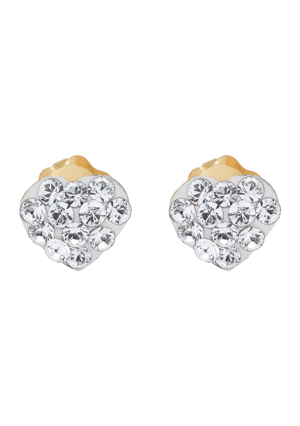 Crystal Baby Heart Earrings in 14K Yellow Gold