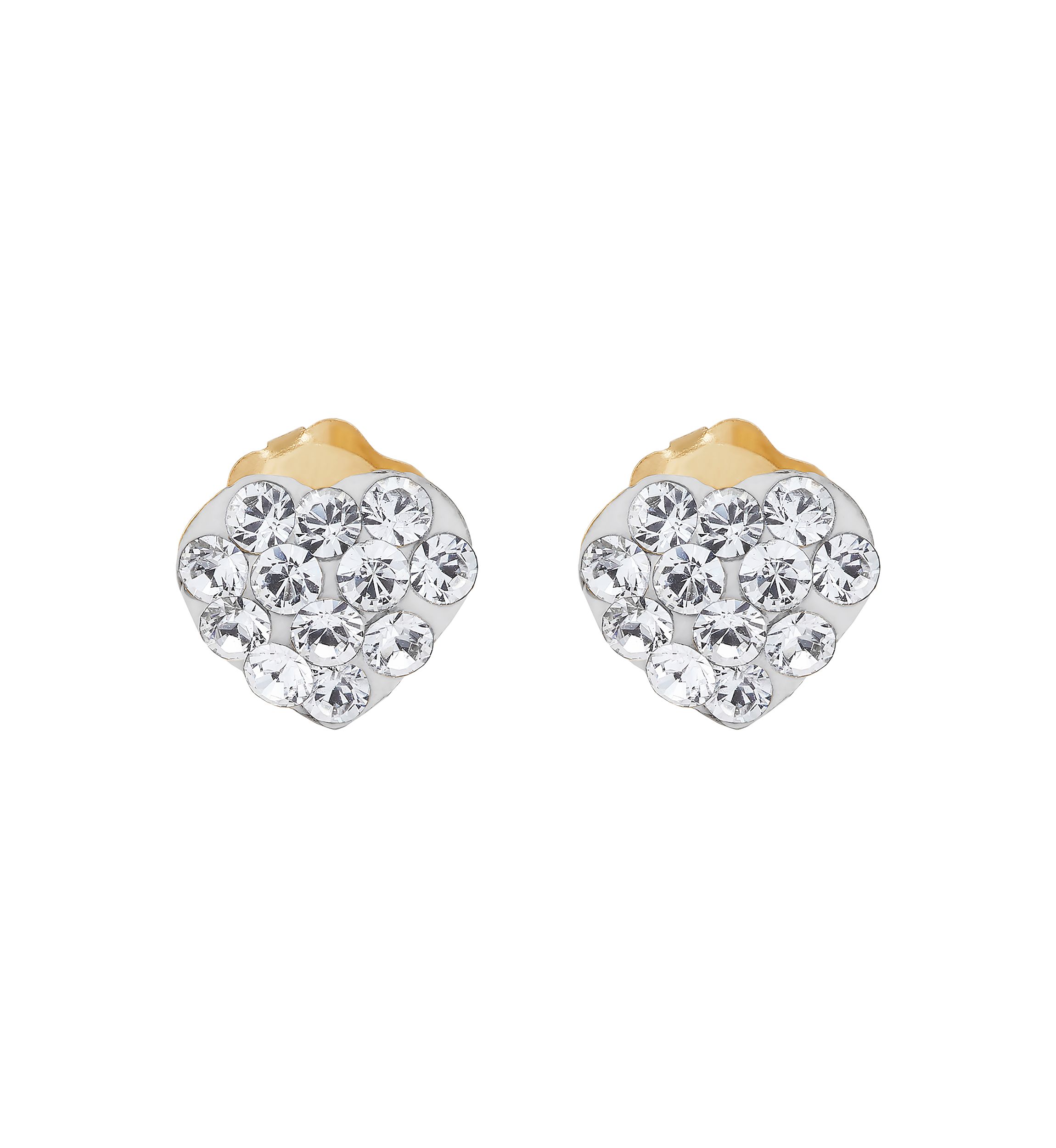 Crystal Baby Heart Earrings in 14K Yellow Gold