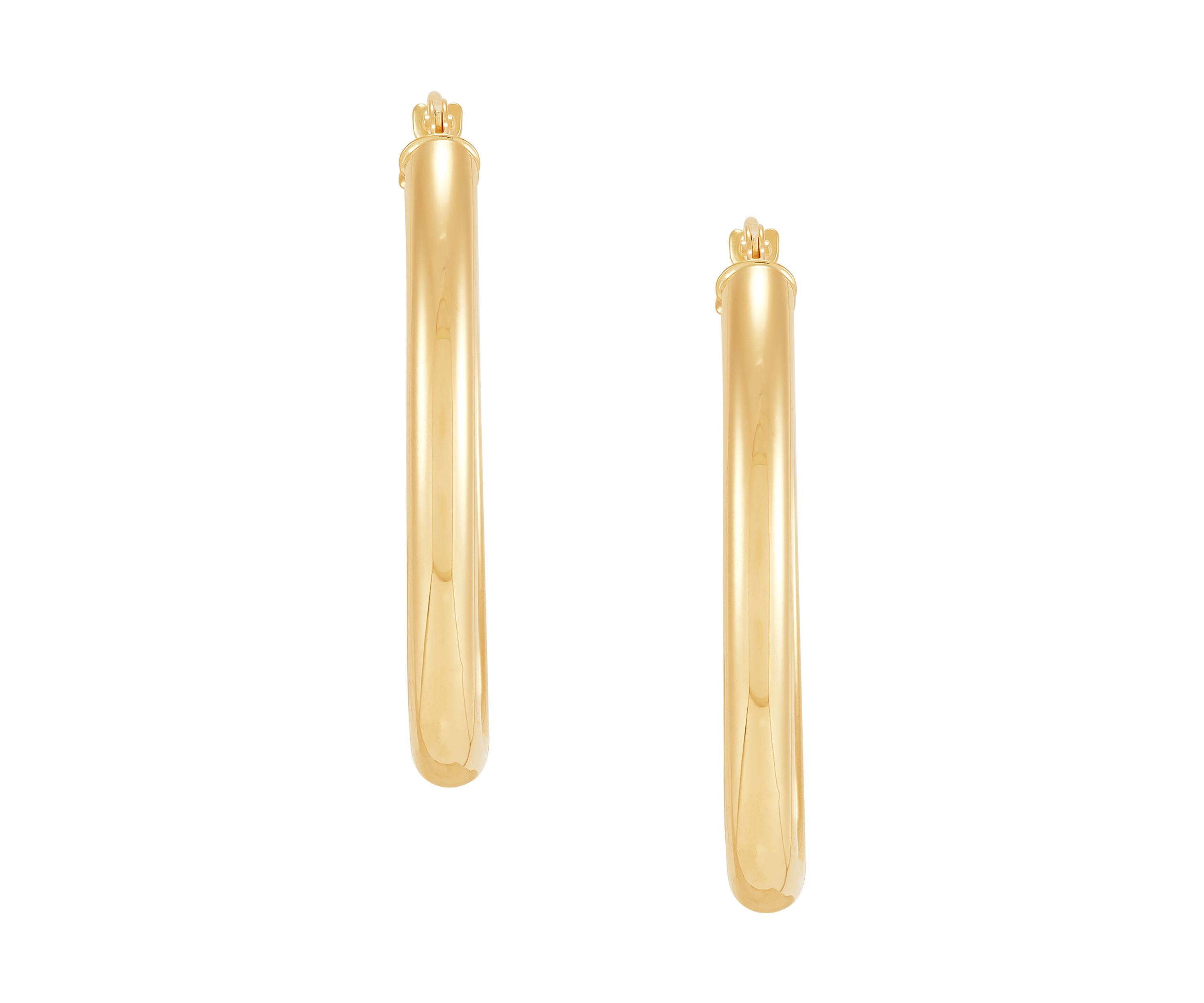 Oval Tube Hoop Earrings in 14K Yellow Gold