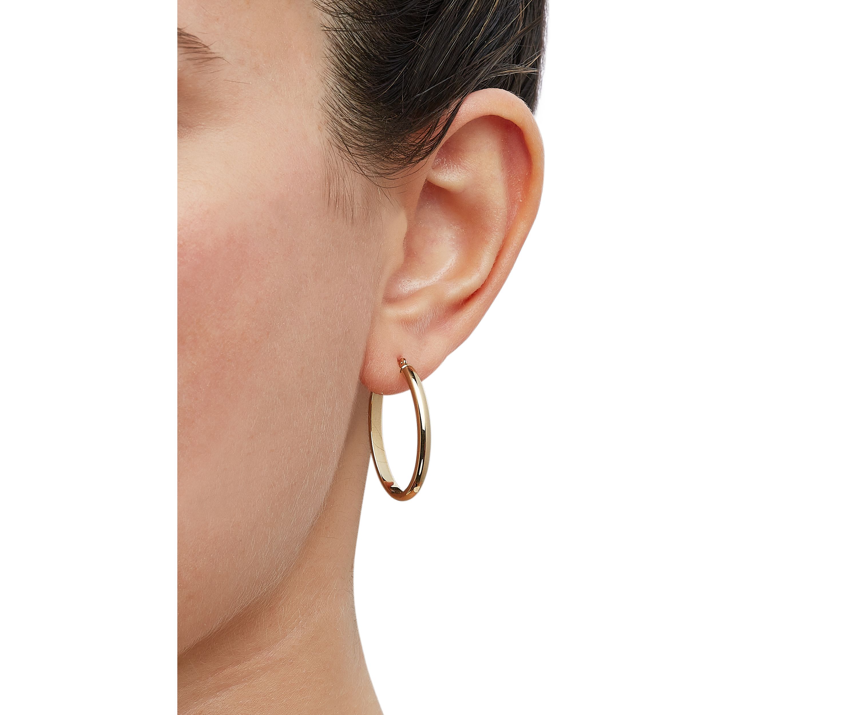 Oval Tube Hoop Earrings in 14K Yellow Gold