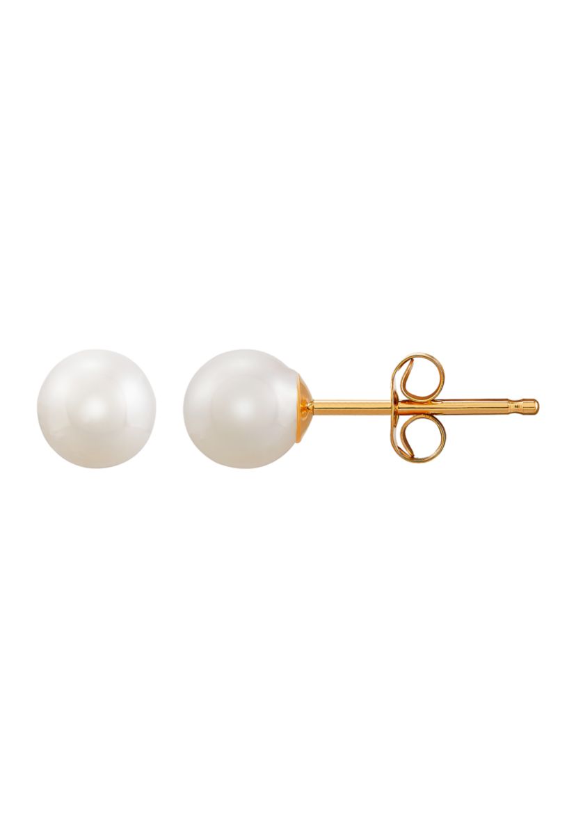 2 ct. t.w. Freshwater Pearl Earrings in 14K Yellow Gold