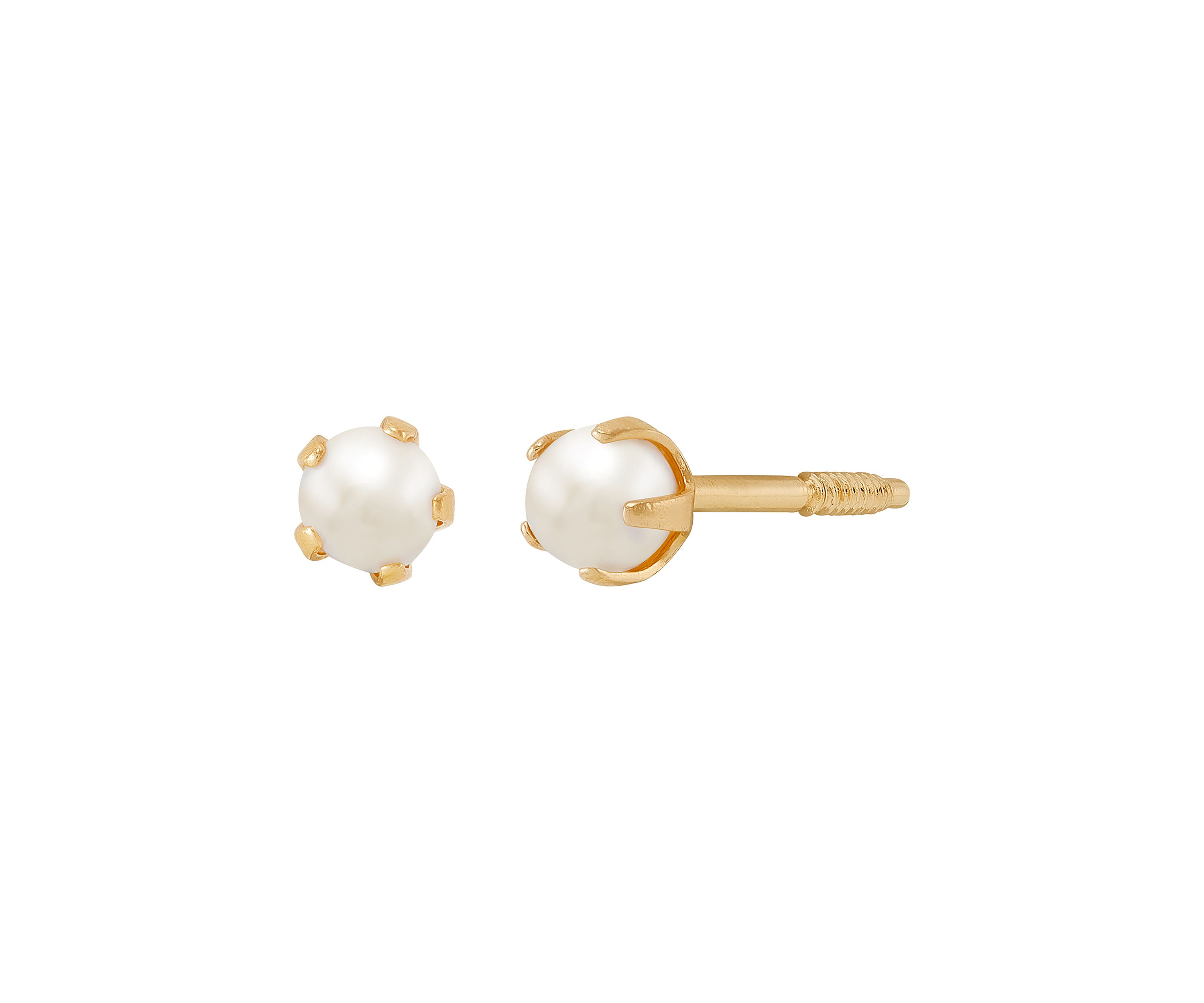Pearl Stud Earrings in 14K Yellow Gold