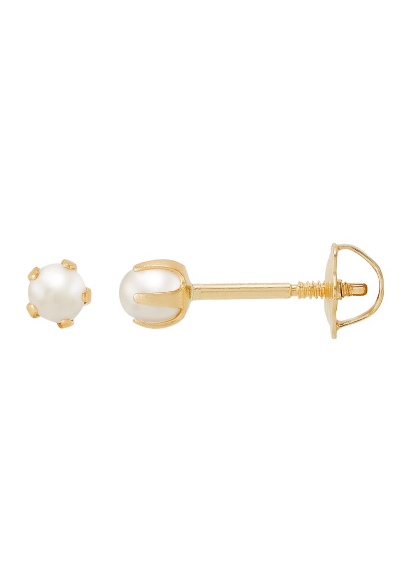 Pearl Stud Earrings in 14K Yellow Gold