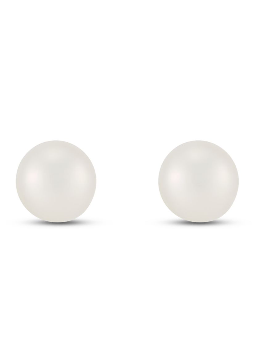 Girls Pearl Earrings in 14K Yellow Gold