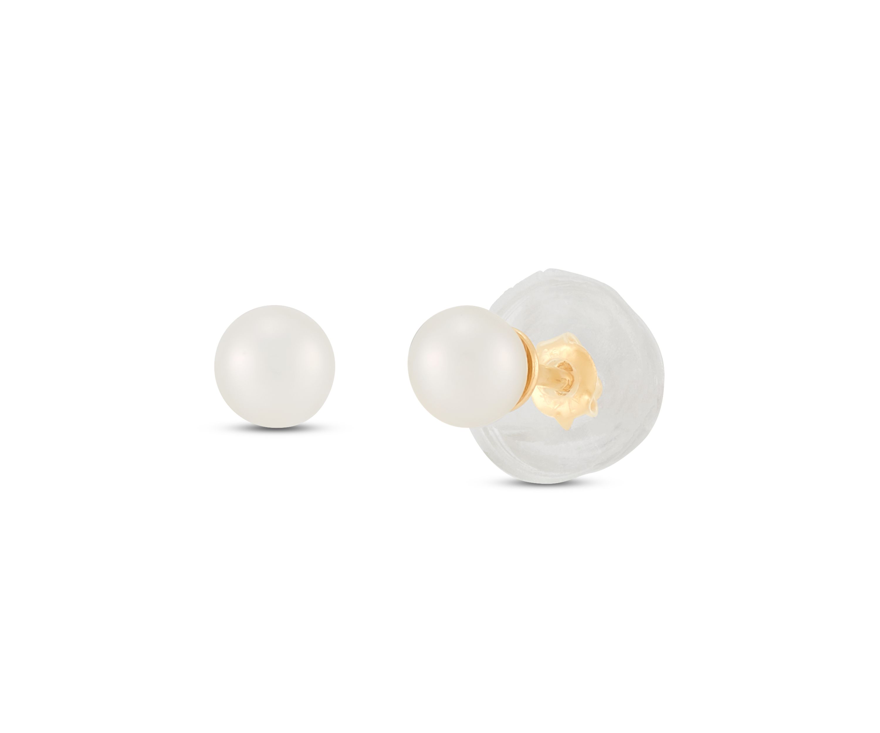 Girls Pearl Earrings in 14K Yellow Gold