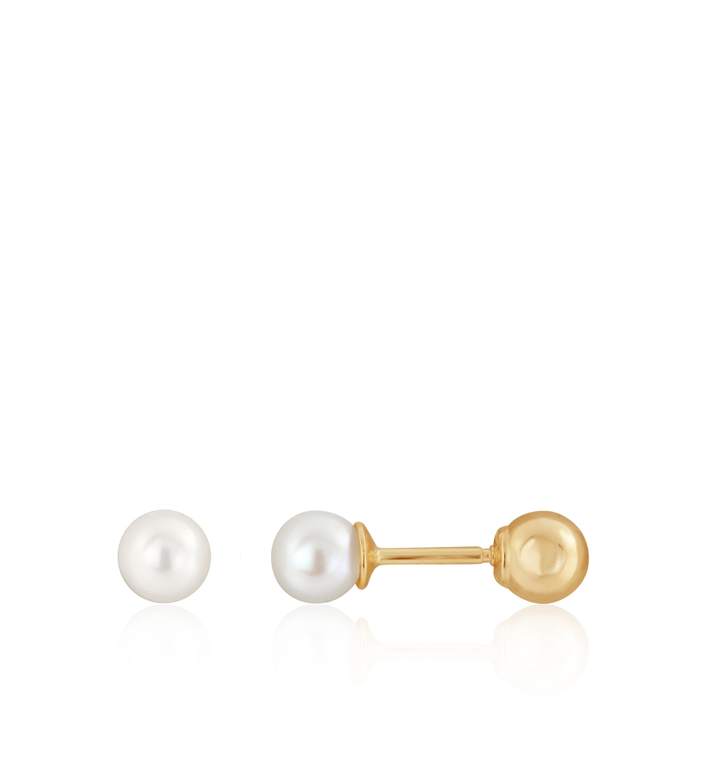 Kids Pearl Stud Earrings in 14K Yellow Gold