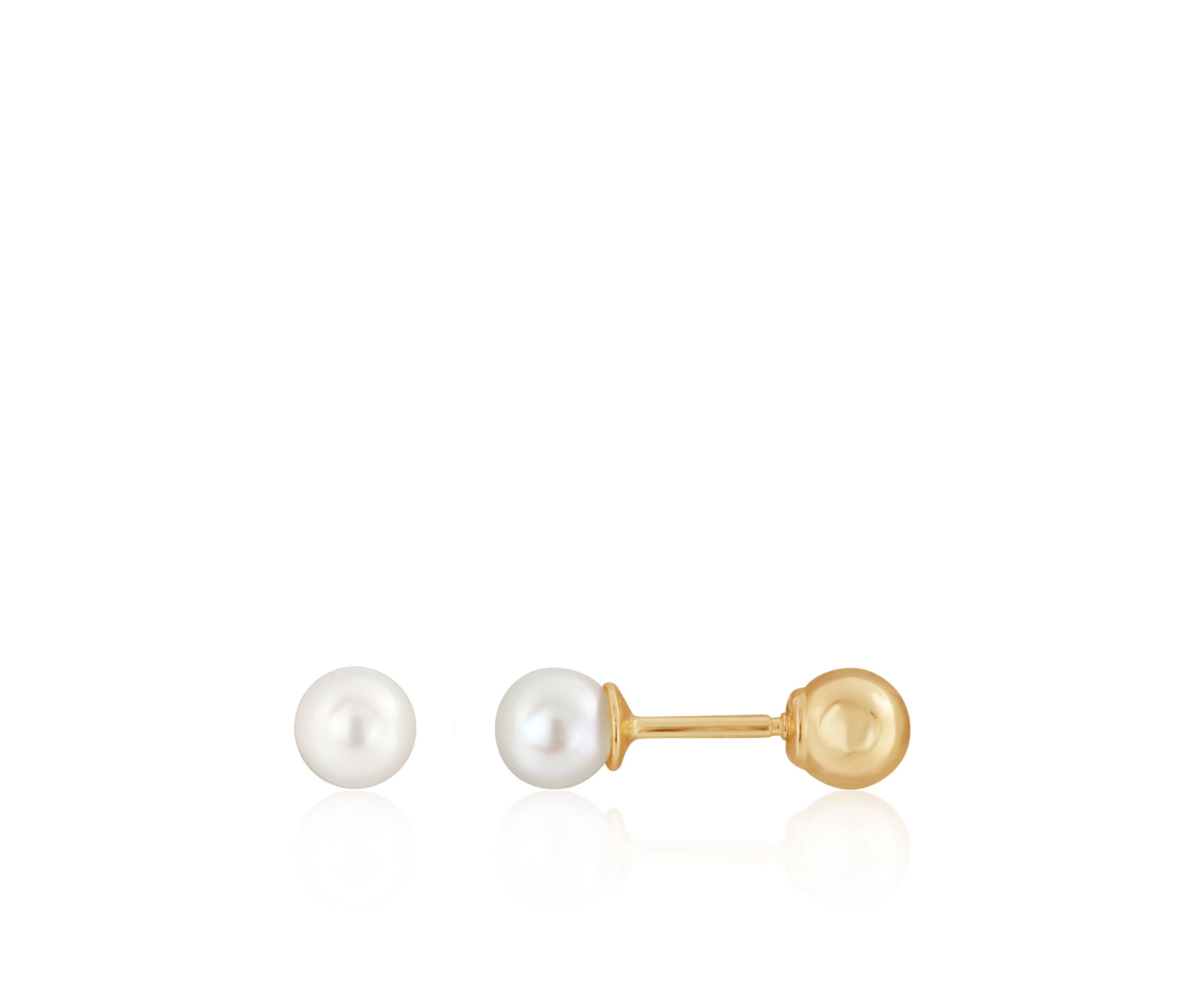 Kids Pearl Stud Earrings in 14K Yellow Gold