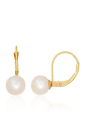 Belk & Co Kids Freshwater Pearl Earrings in 14k Yellow Gold