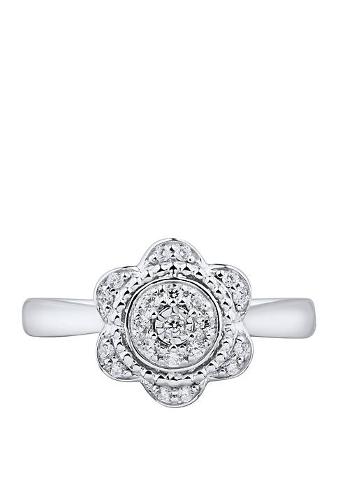 1/5 ct. t.w. Diamond Flower Ring in Sterling Silver 