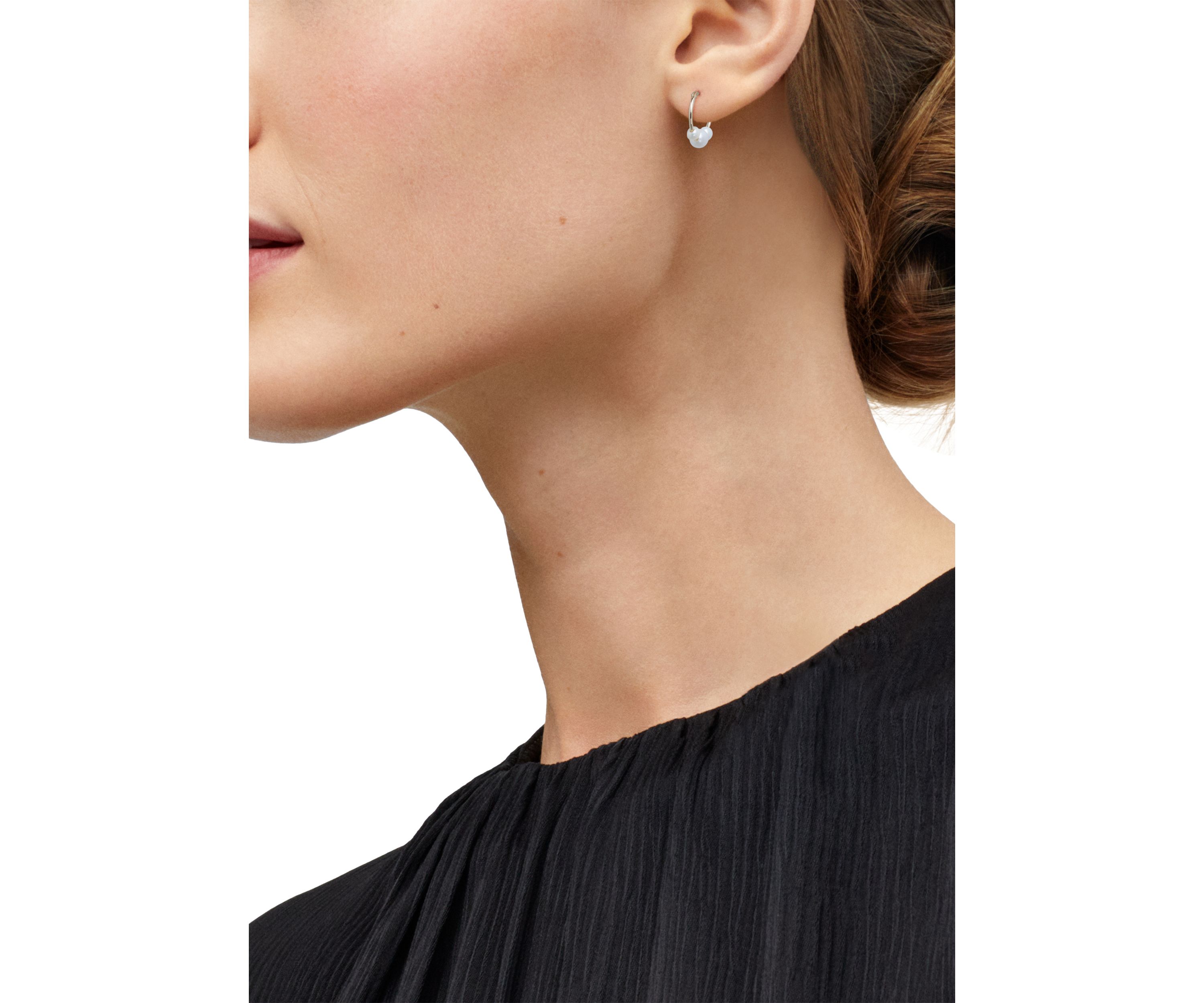 Pearl Hoop Earrings in 14K Yellow Gold