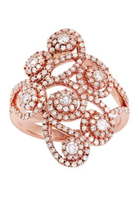 Belk & Co. Created Opal and Diamond Ring in 10k Rose Gold | belk