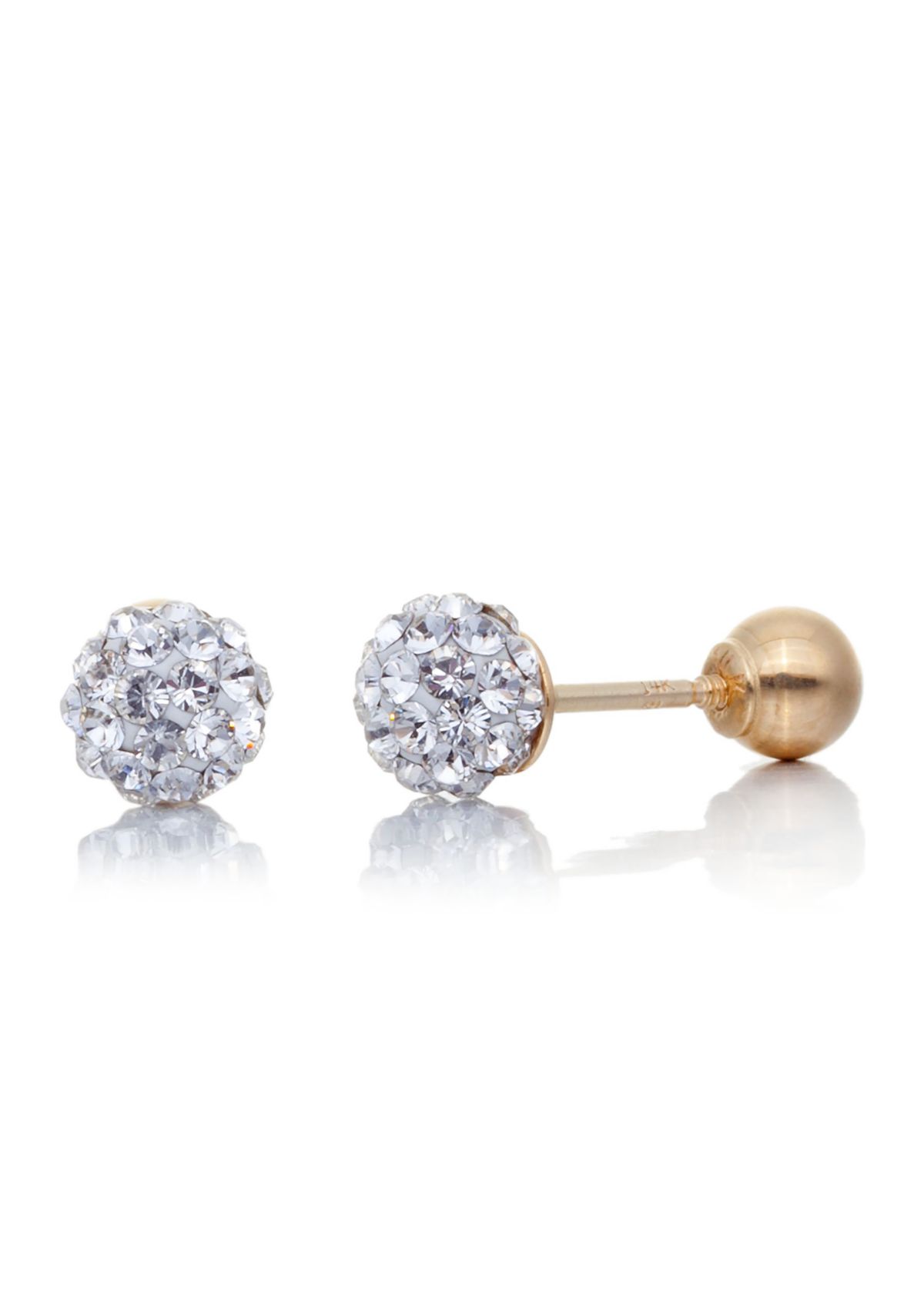 Crystal Ball Baby Earrings in 14K Yellow Gold