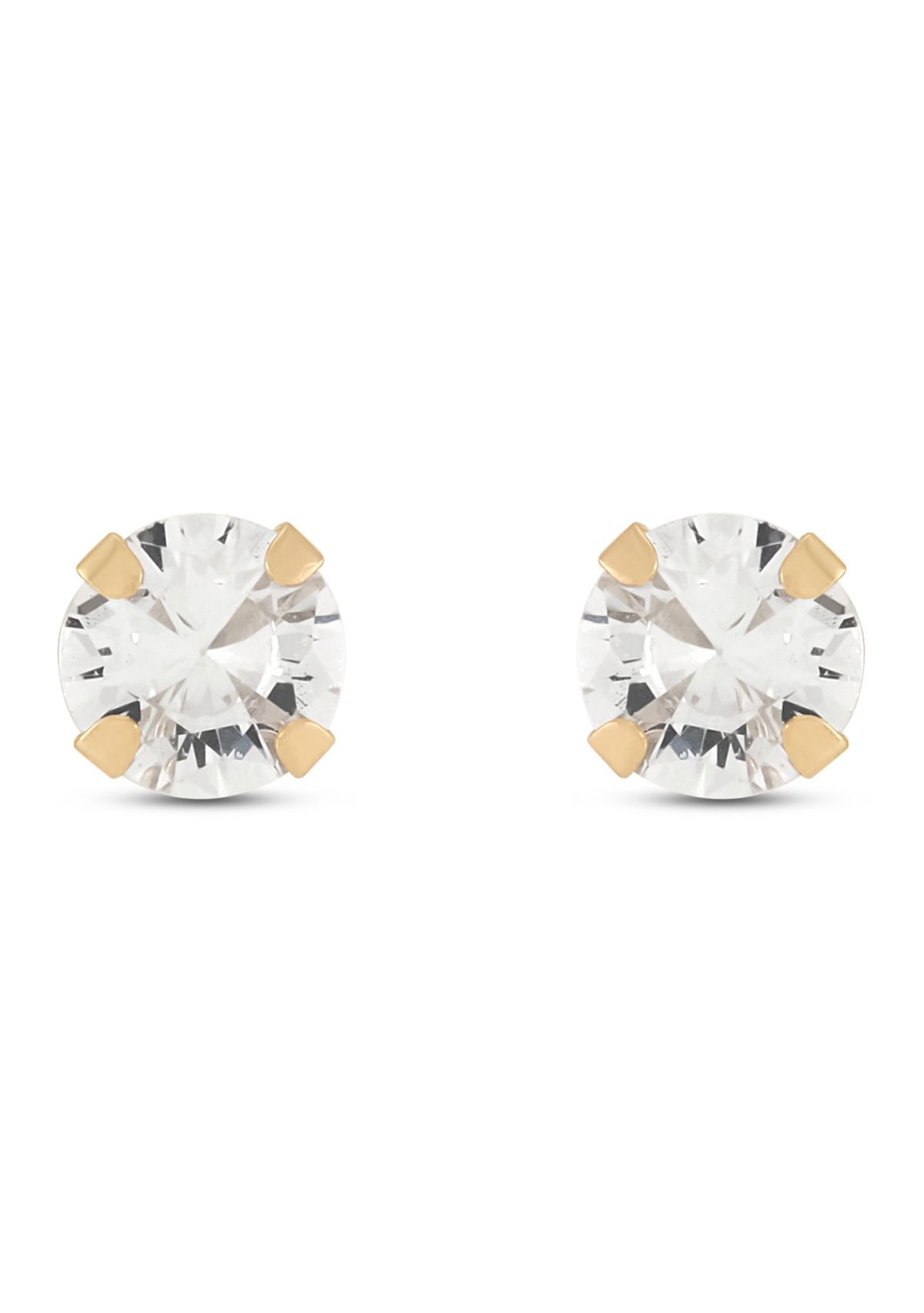 Cubic Zirconia April Birthstone Kids Studs in 14K Yellow Gold