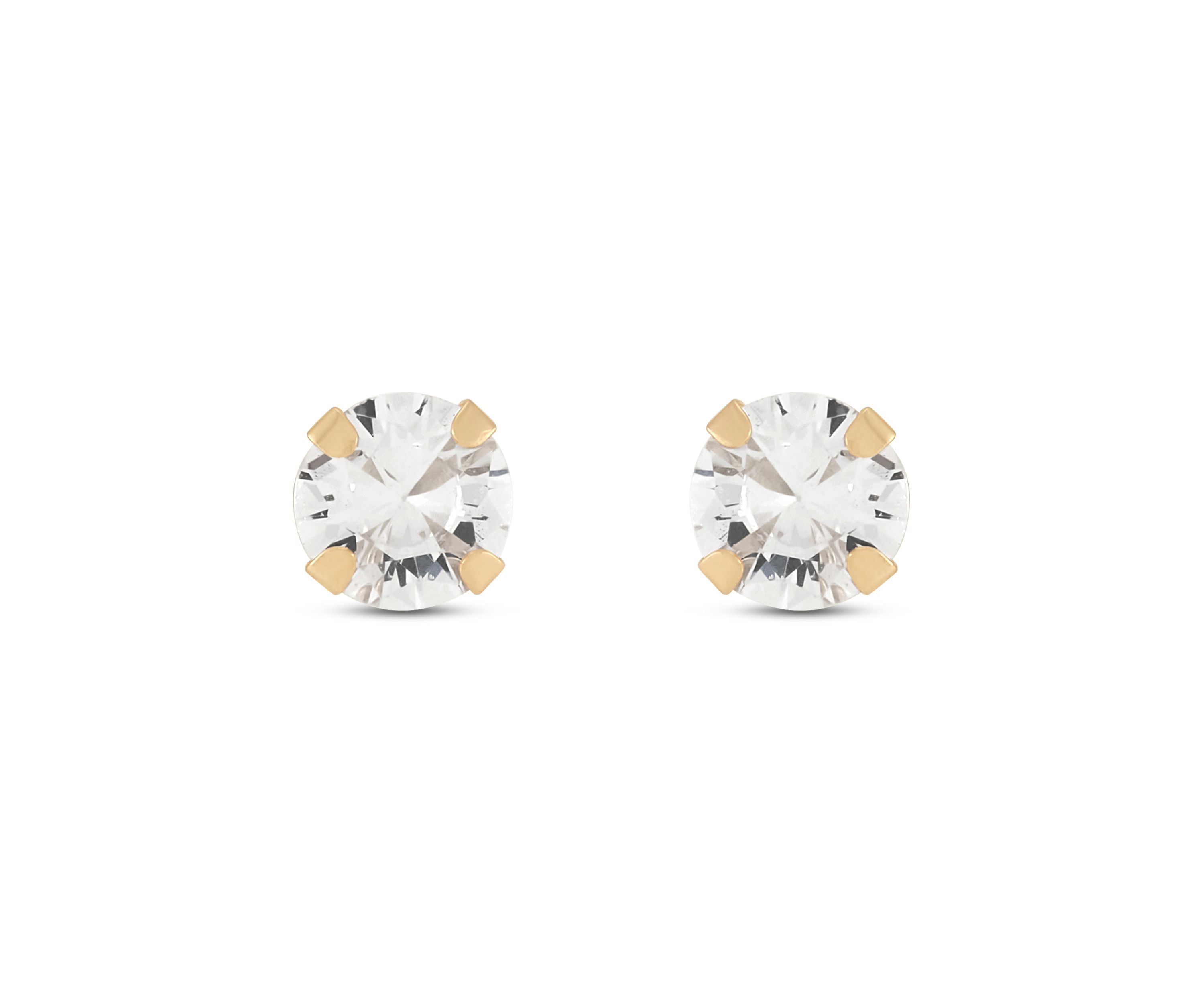 Cubic Zirconia April Birthstone Kids Studs in 14K Yellow Gold