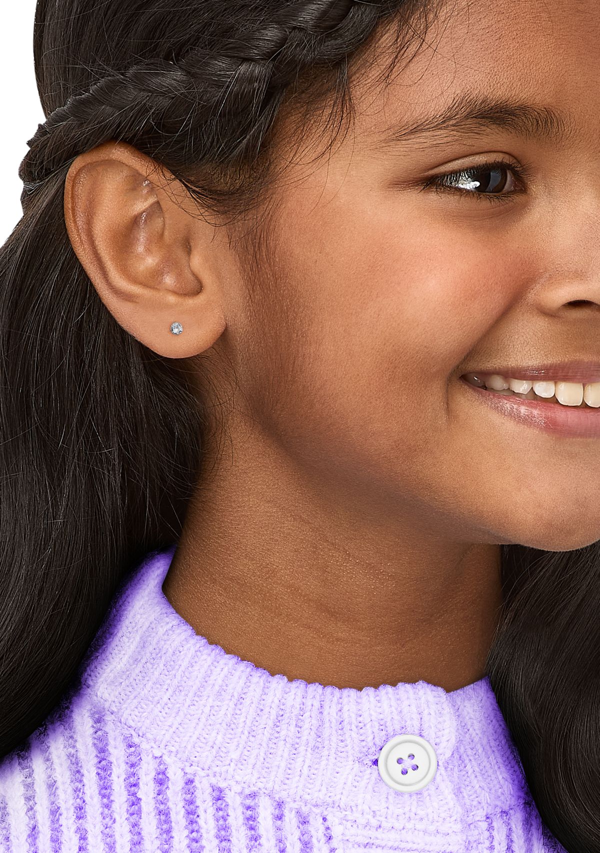 Cubic Zirconia April Birthstone Kids Studs in 14K Yellow Gold