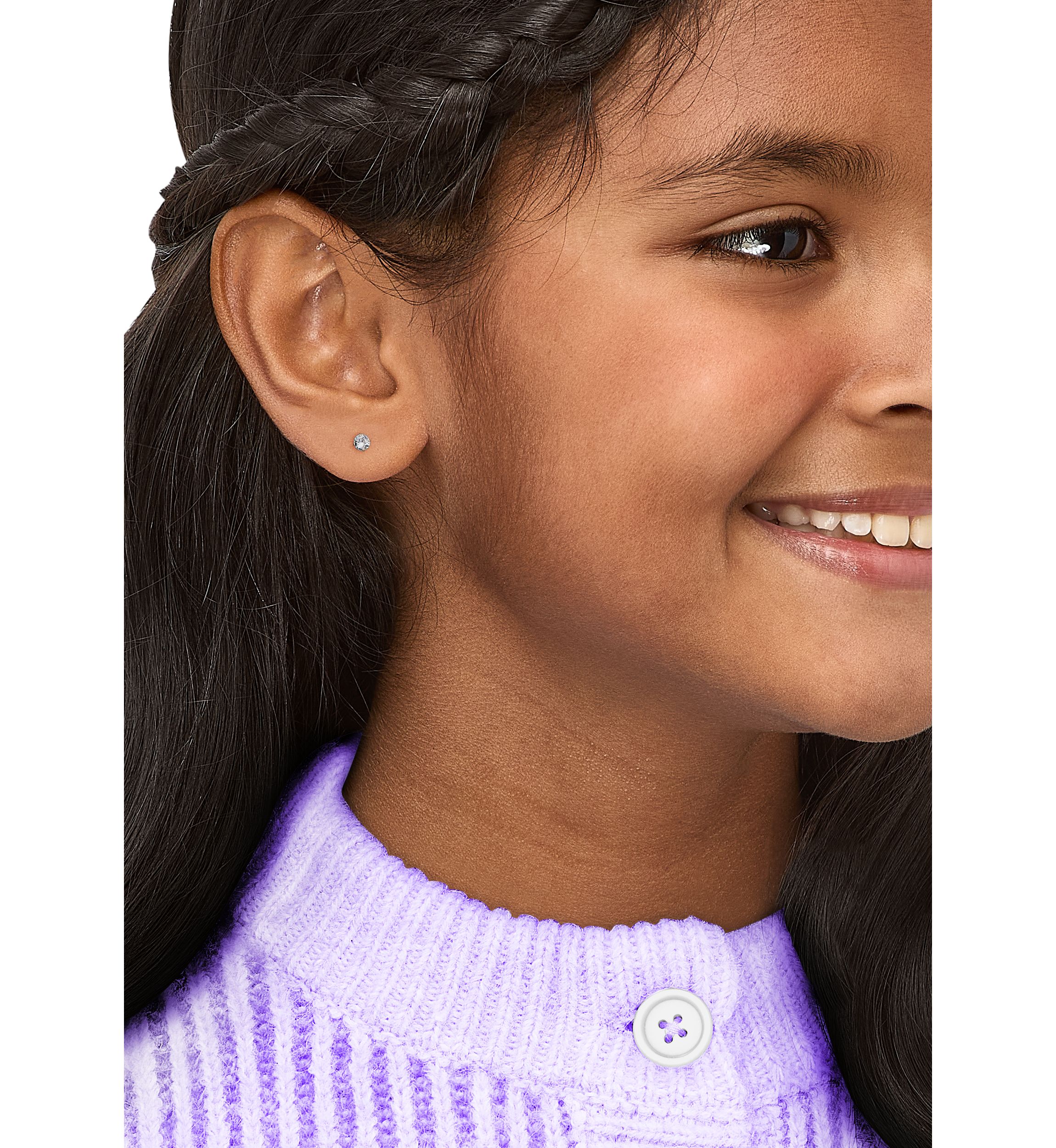 Cubic Zirconia April Birthstone Kids Studs in 14K Yellow Gold