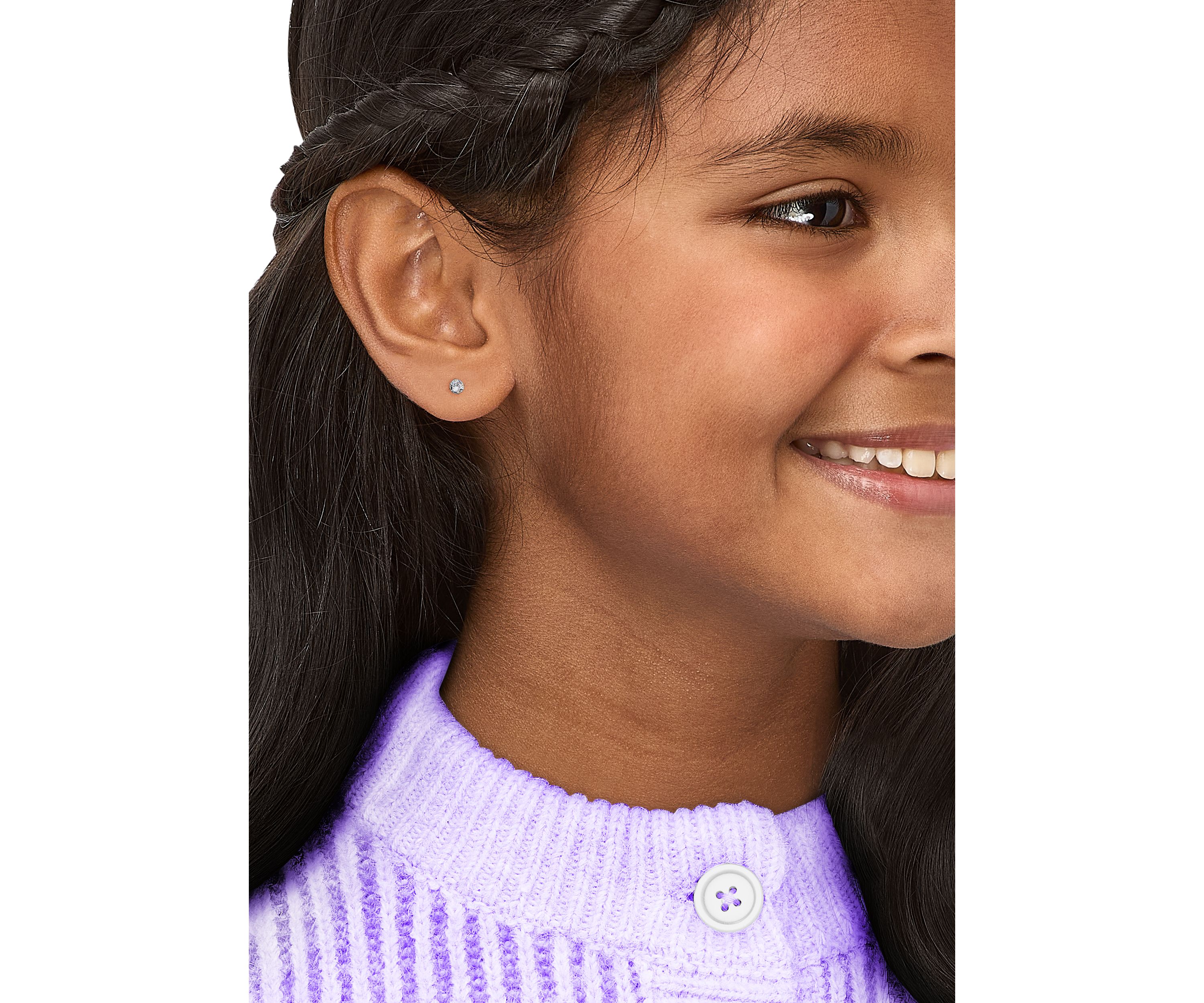 Cubic Zirconia April Birthstone Kids Studs in 14K Yellow Gold