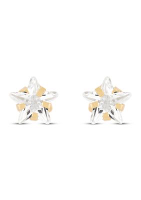 Belk & Co Star Cubic Zircon Kid Studs in 14K Yellow Gold