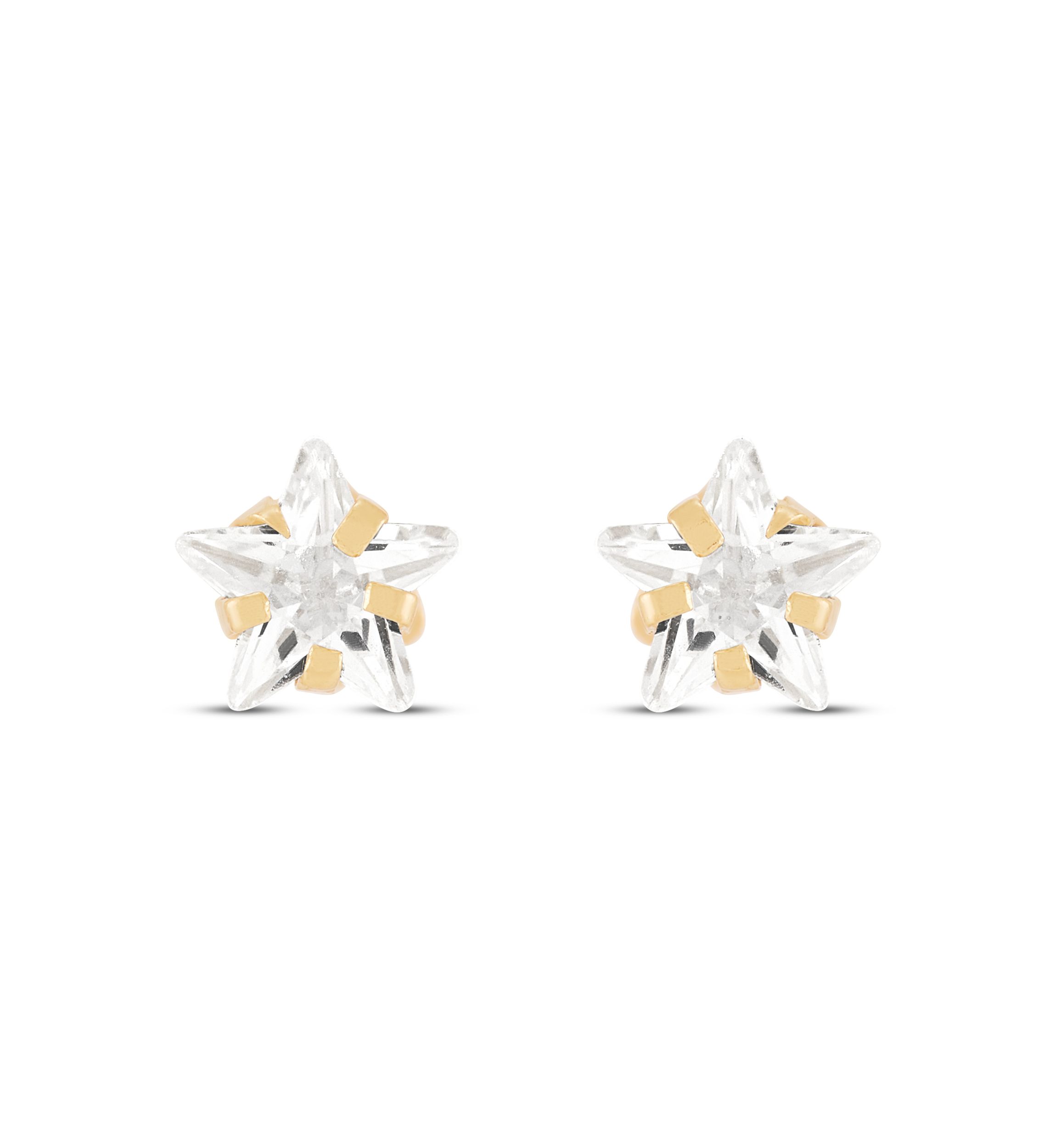 Star Cubic Zircon Kid Studs in 14K Yellow Gold