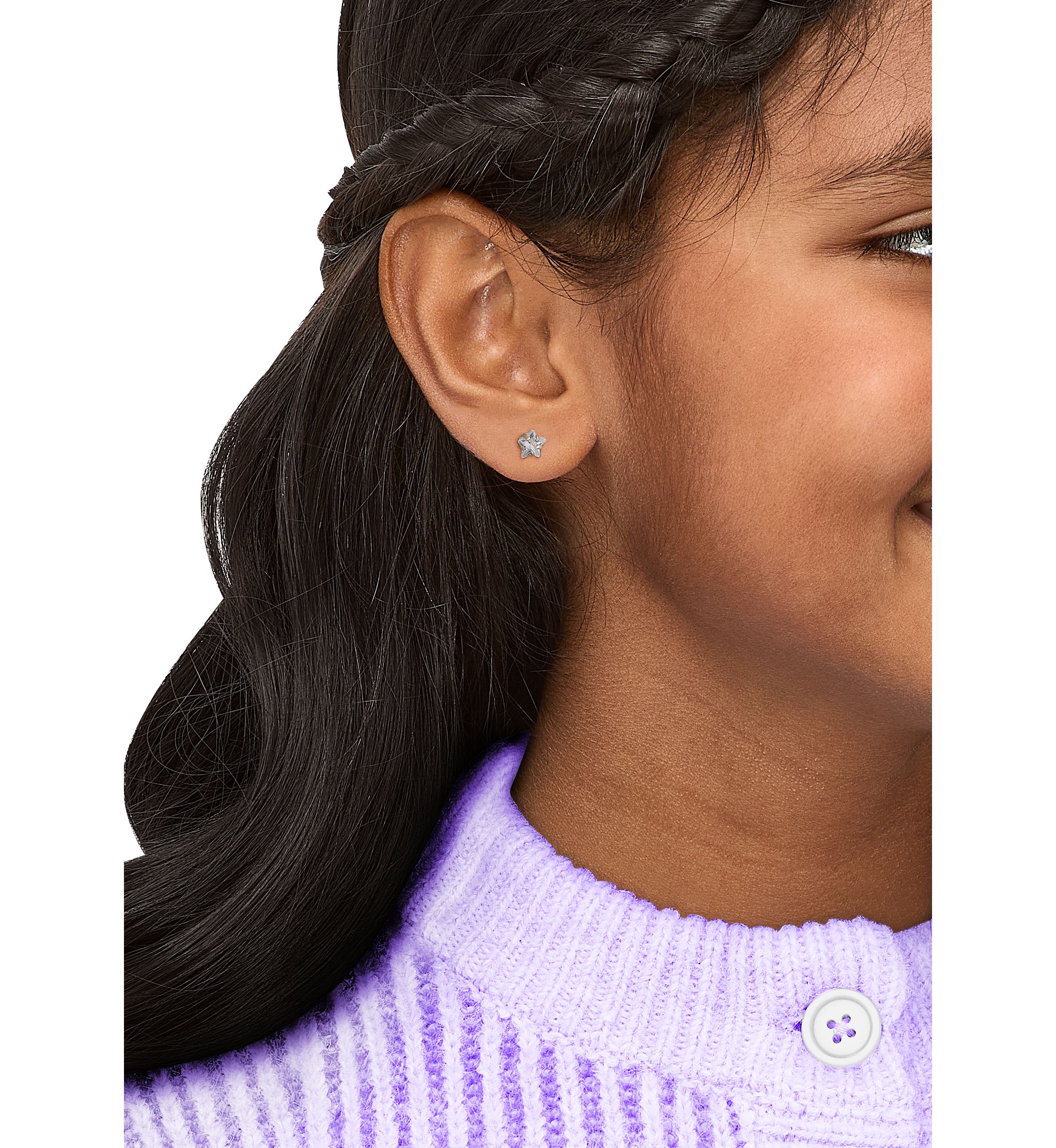 Star Cubic Zircon Kid Studs in 14K Yellow Gold