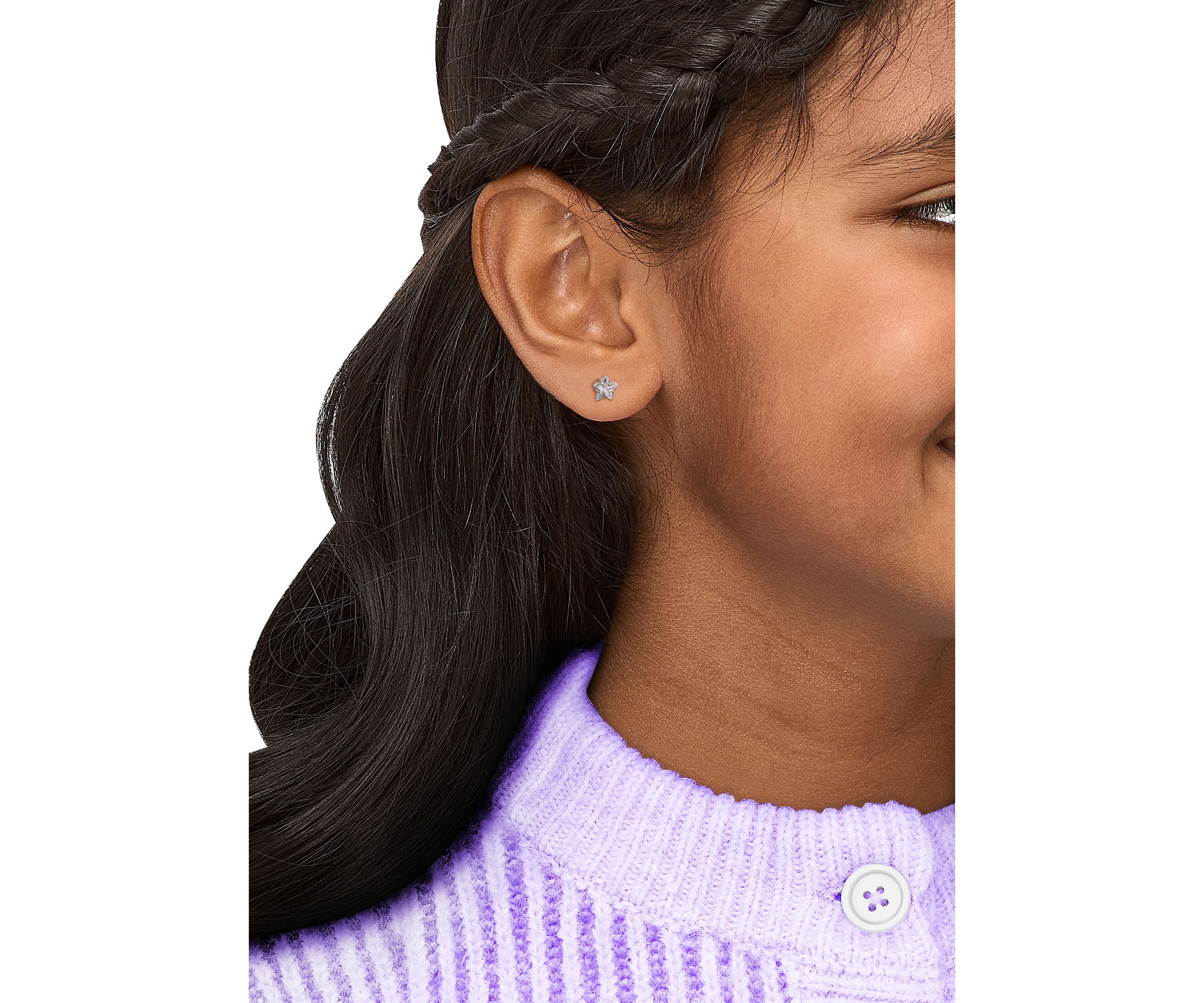 Star Cubic Zircon Kid Studs in 14K Yellow Gold