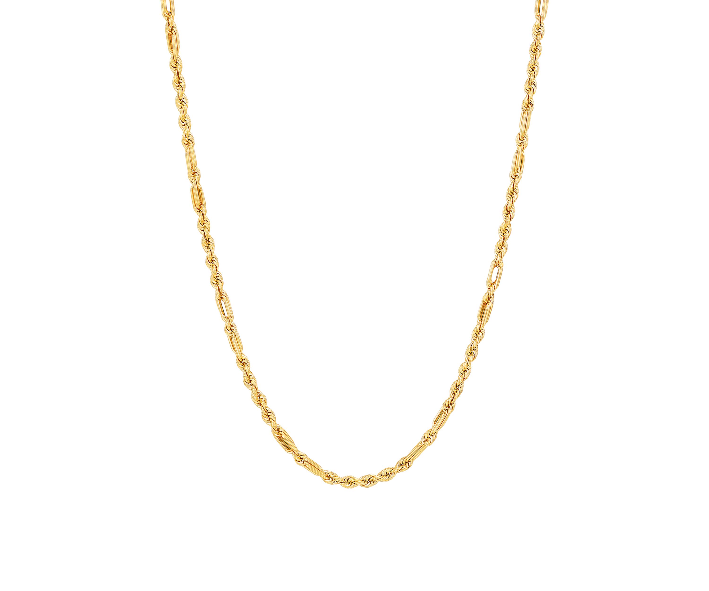 Hollow Milano Rope Chain Necklace in 14K Yellow Gold