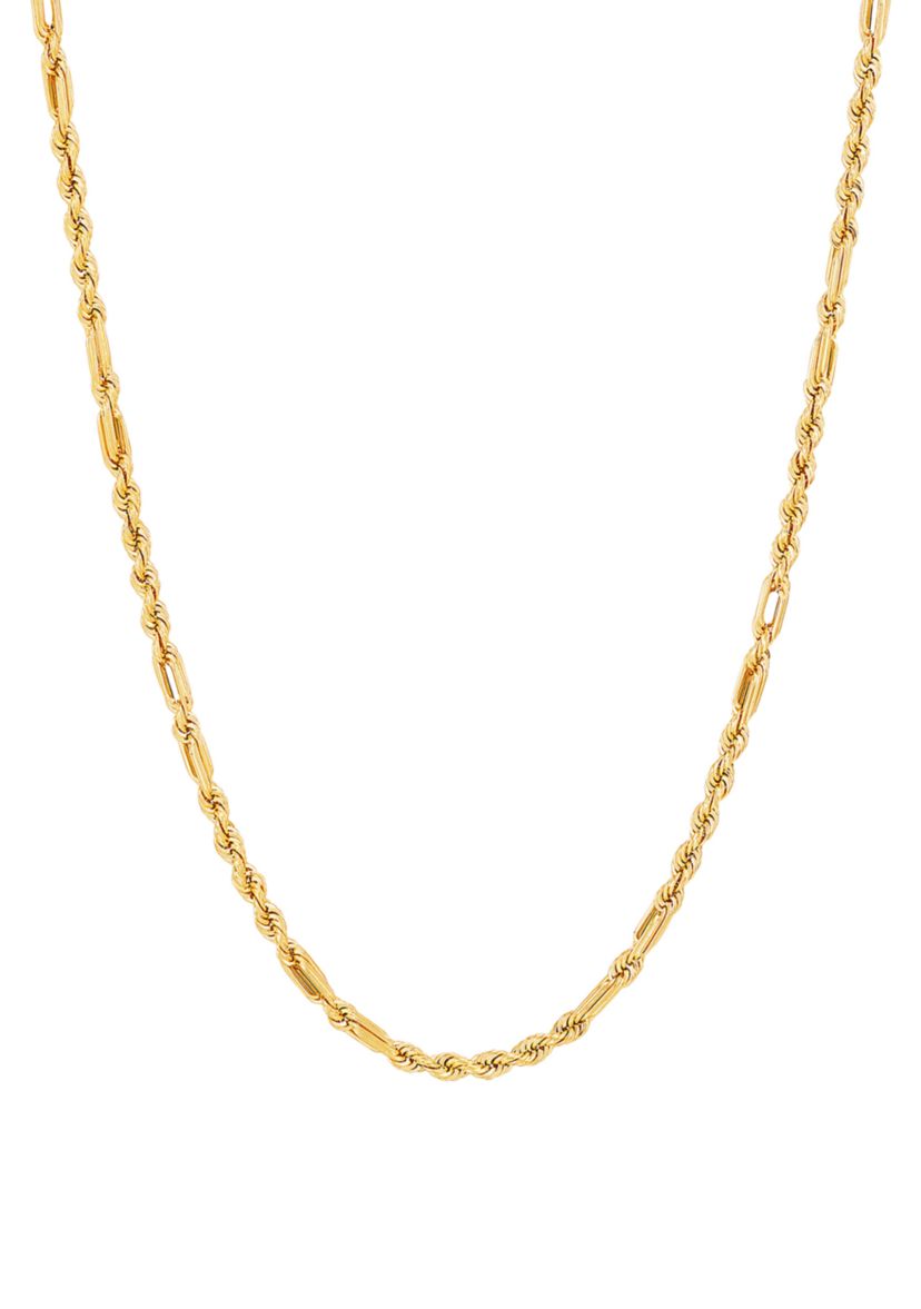 Hollow Milano Rope Chain Necklace in 14K Yellow Gold