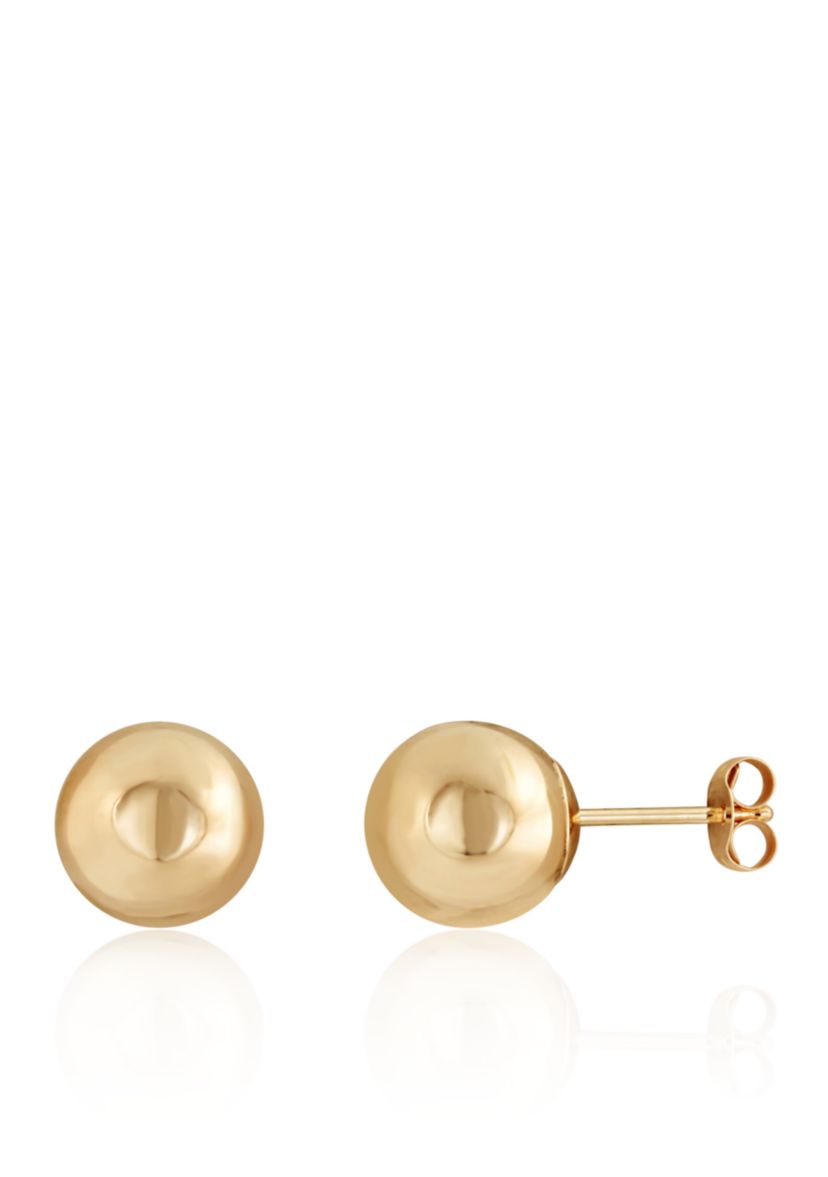 8 Millimeter Ball Earrings in 14K Gold 