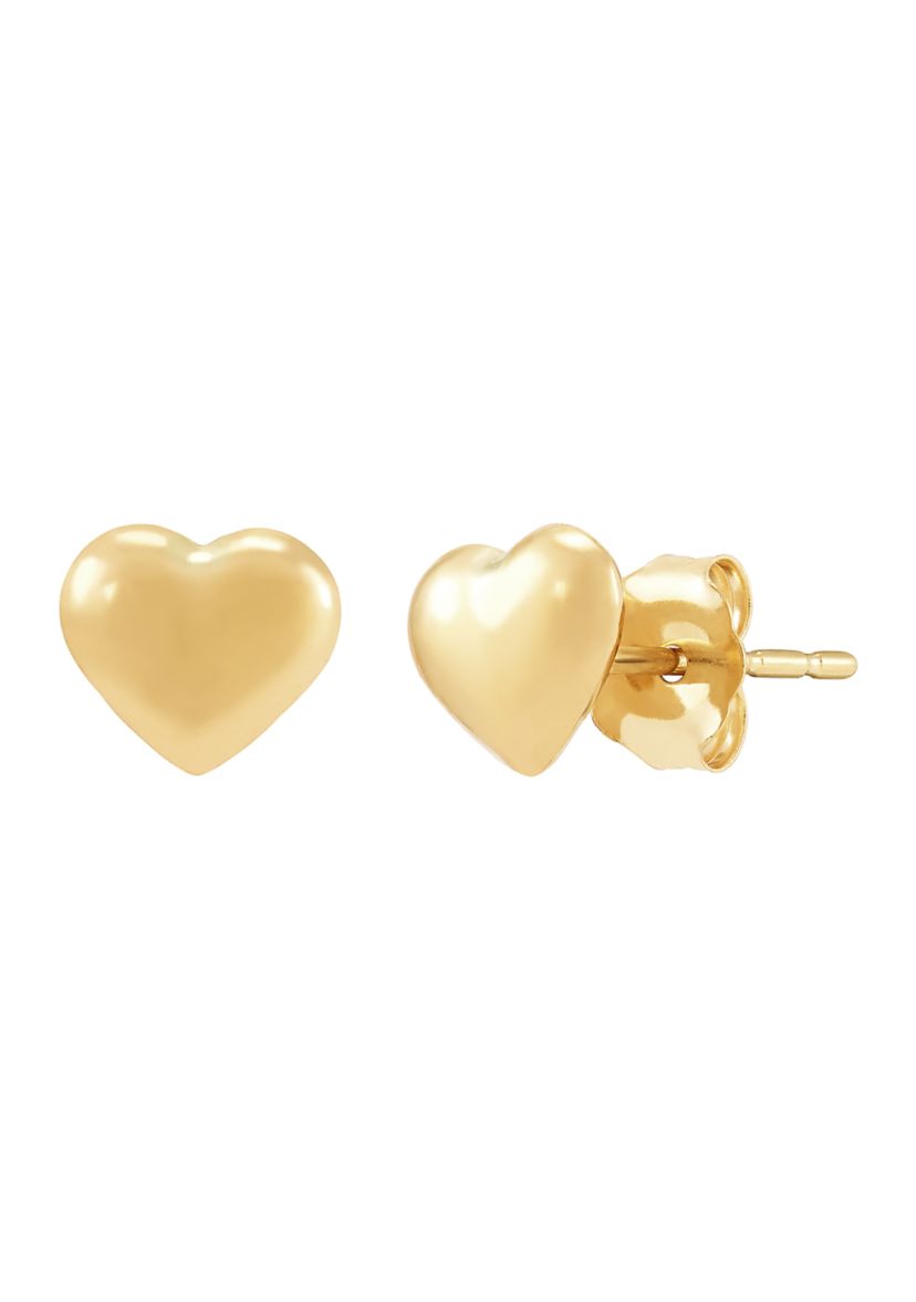 Tiny Heart Stud Earrings in 14K Yellow Gold
