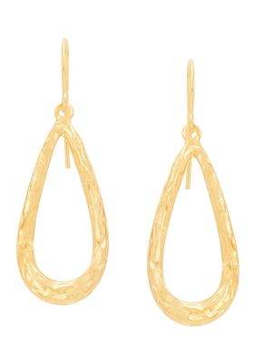 Belk & Co Crystal Cut Thin Teardrop Earrings in 14K Yellow Gold