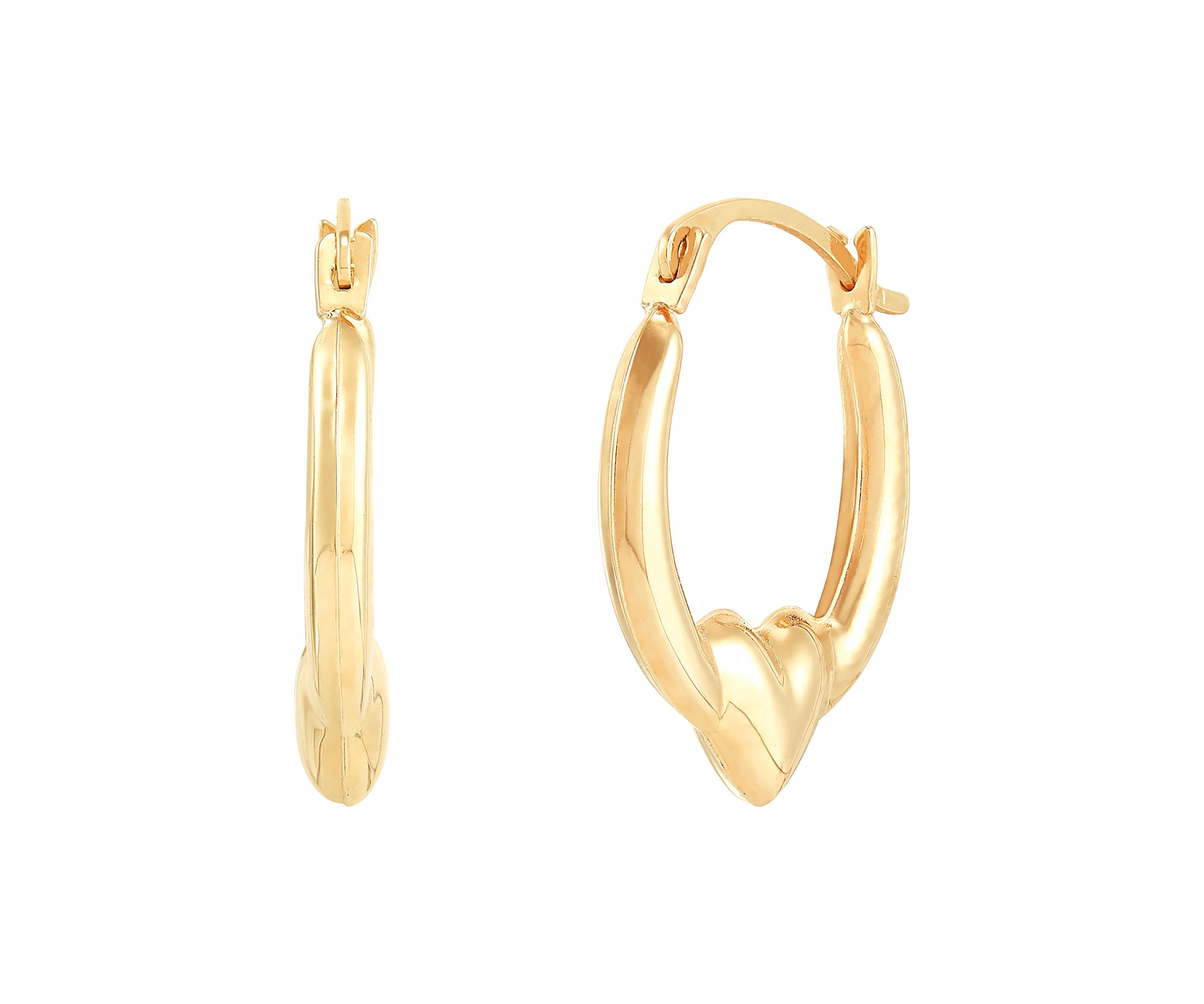 Heart Hoop Earrings in 14K Yellow Gold