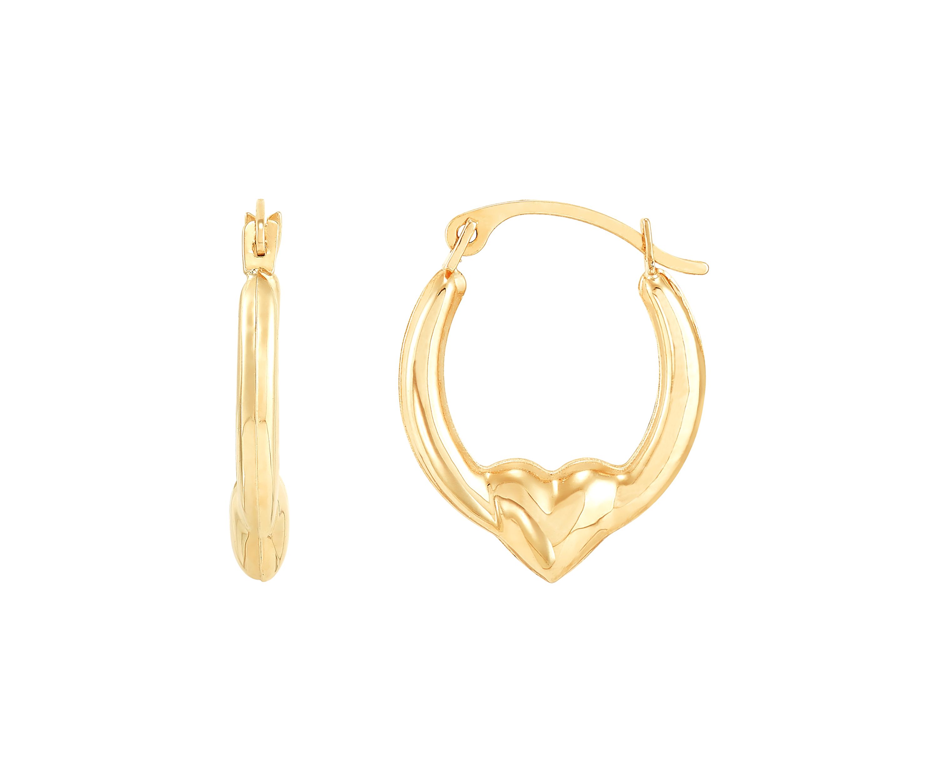 Heart Hoop Earrings in 14K Yellow Gold