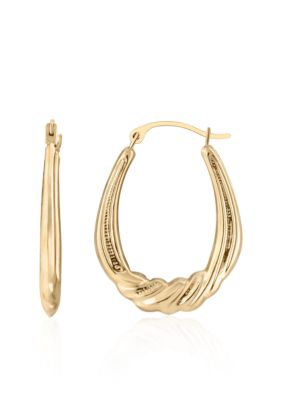 Oval Twist Hoop Earrings in 14K Yellow Gold