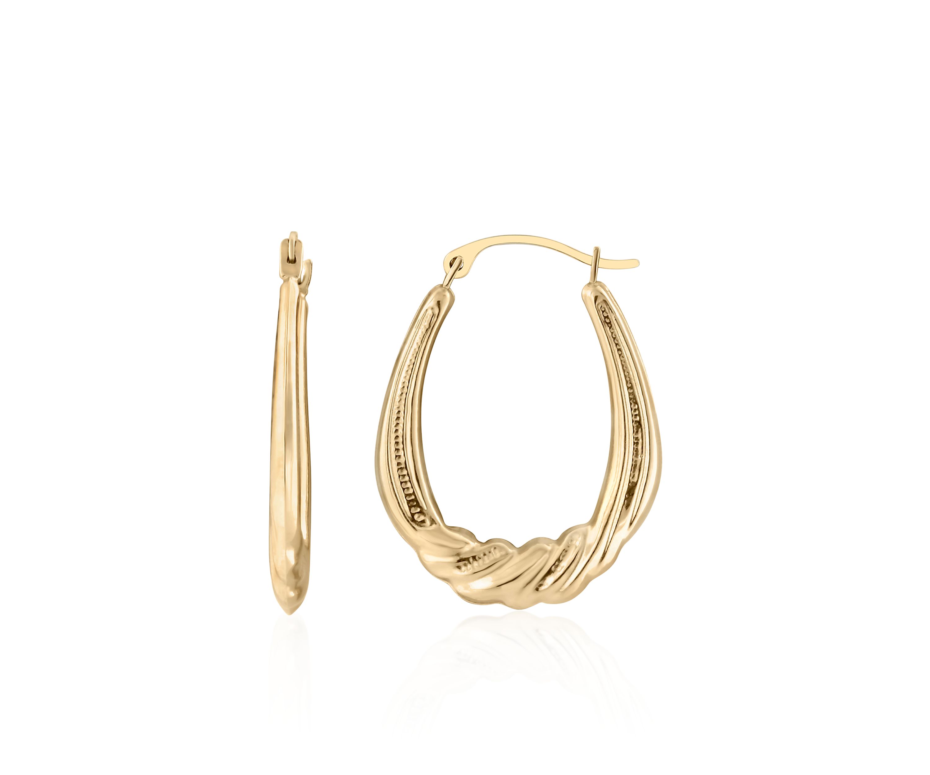 Oval Twist Hoop Earrings in 14K Yellow Gold