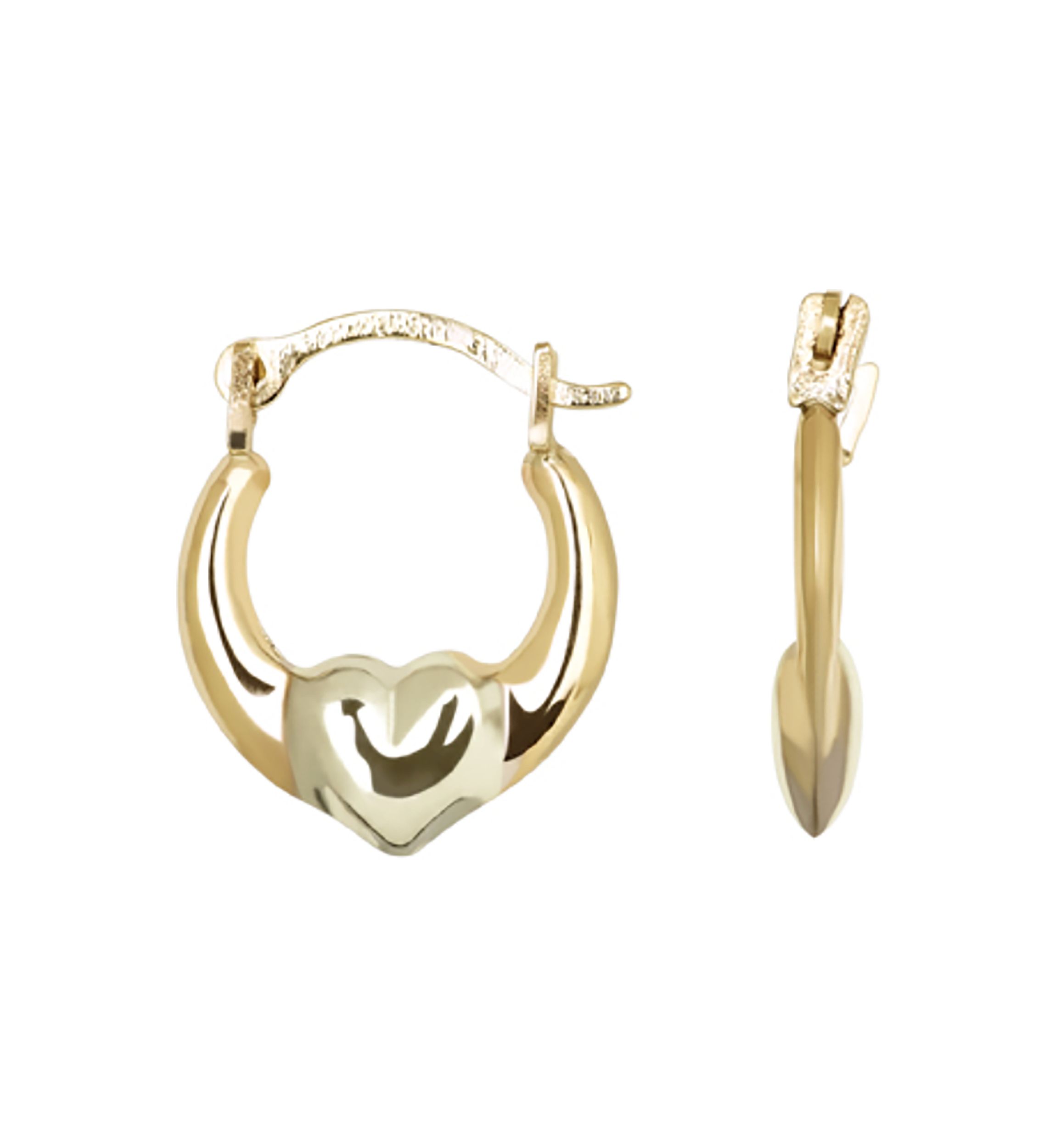 Small Two Tone Hoop Earrings in 14K Yellow Gold