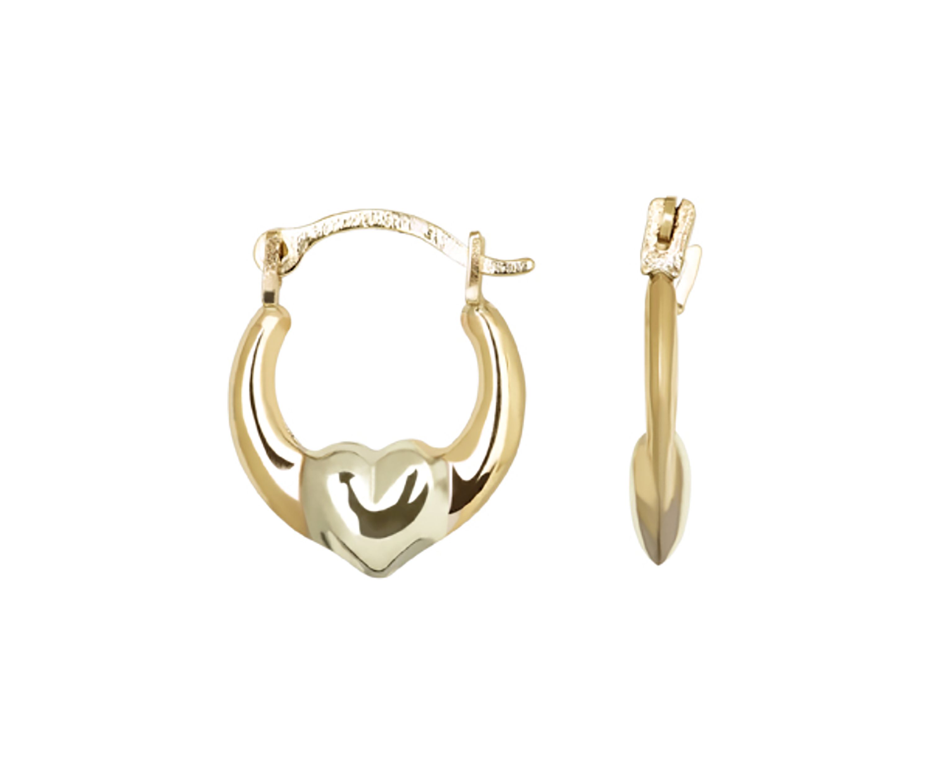 Small Two Tone Hoop Earrings in 14K Yellow Gold