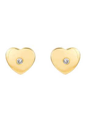 1/10 ct. t.w. Kids Diamond Heart Stud Earrings in 14K Yellow Gold