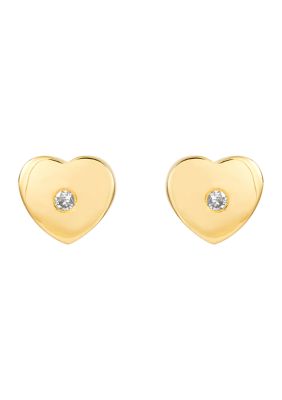 Belk & Co 1/10 ct. t.w. Kids Diamond Heart Stud Earrings in 14K Yellow Gold -  0027657956306