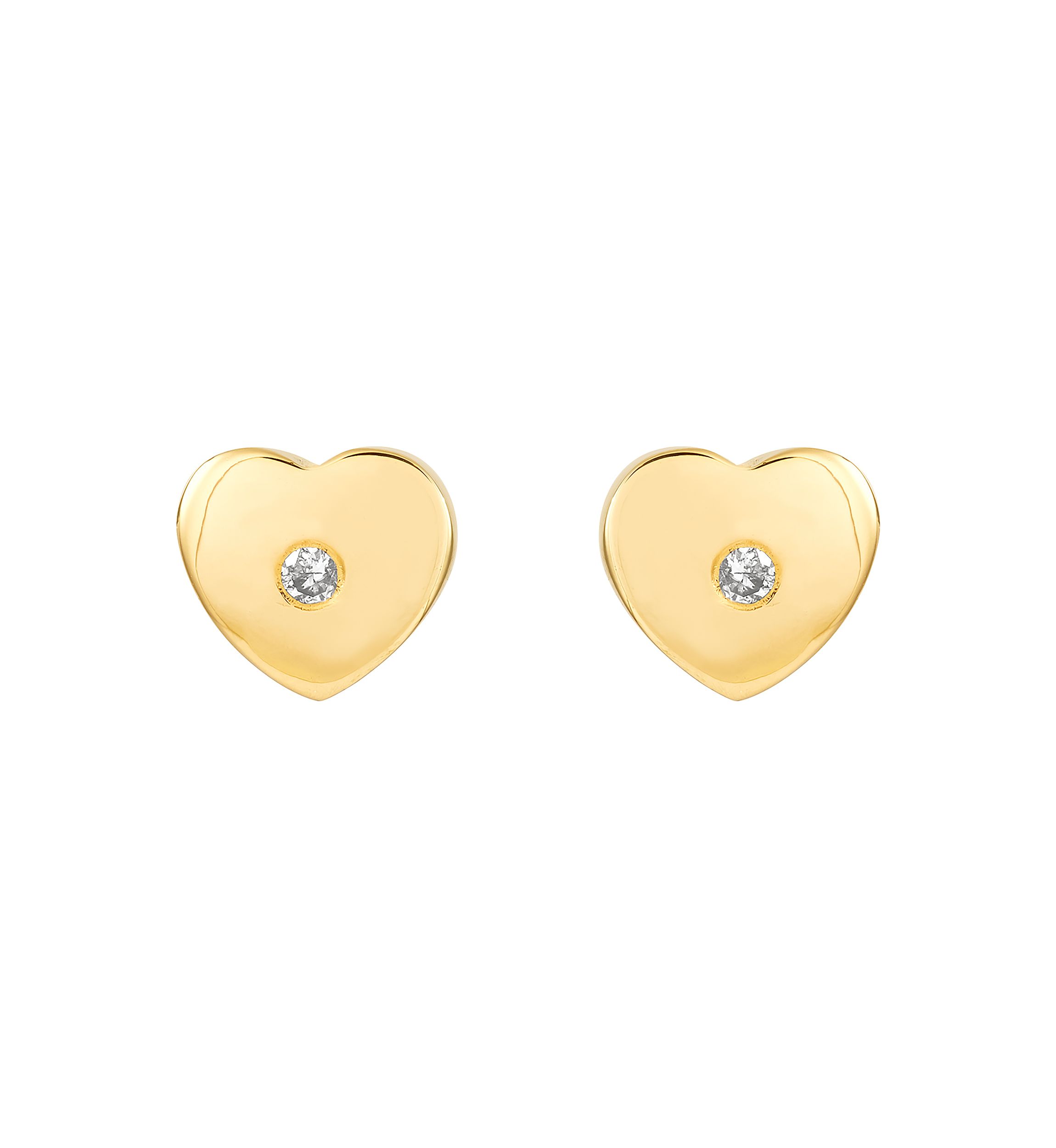 0.1 ct. t.w. Kids Diamond Heart Stud Earrings in 14K Yellow Gold