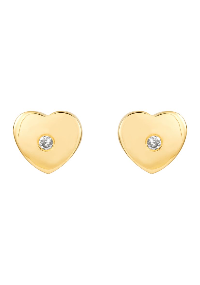 0.1 ct. t.w. Kids Diamond Heart Stud Earrings in 14K Yellow Gold