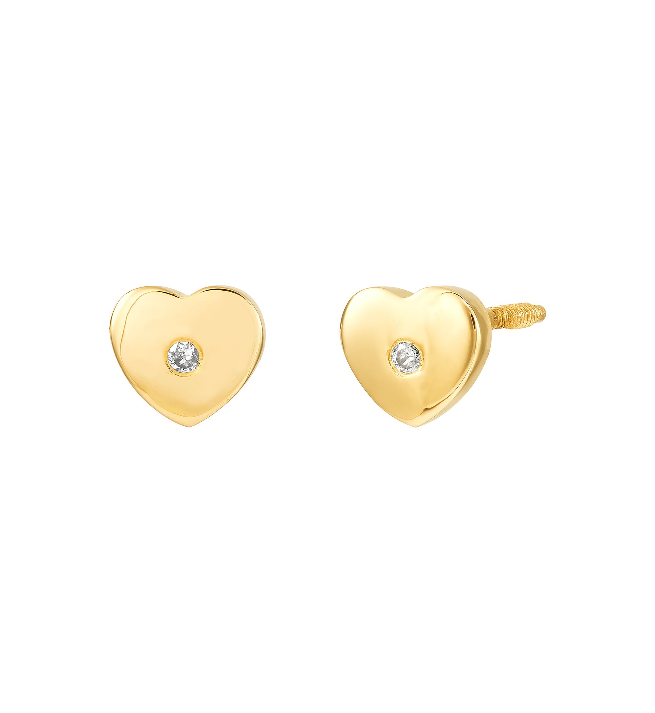0.1 ct. t.w. Kids Diamond Heart Stud Earrings in 14K Yellow Gold