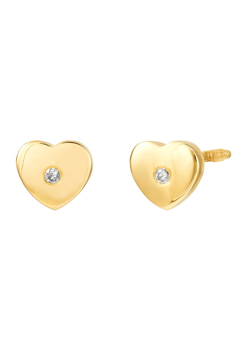 0.1 ct. t.w. Kids Diamond Heart Stud Earrings in 14K Yellow Gold