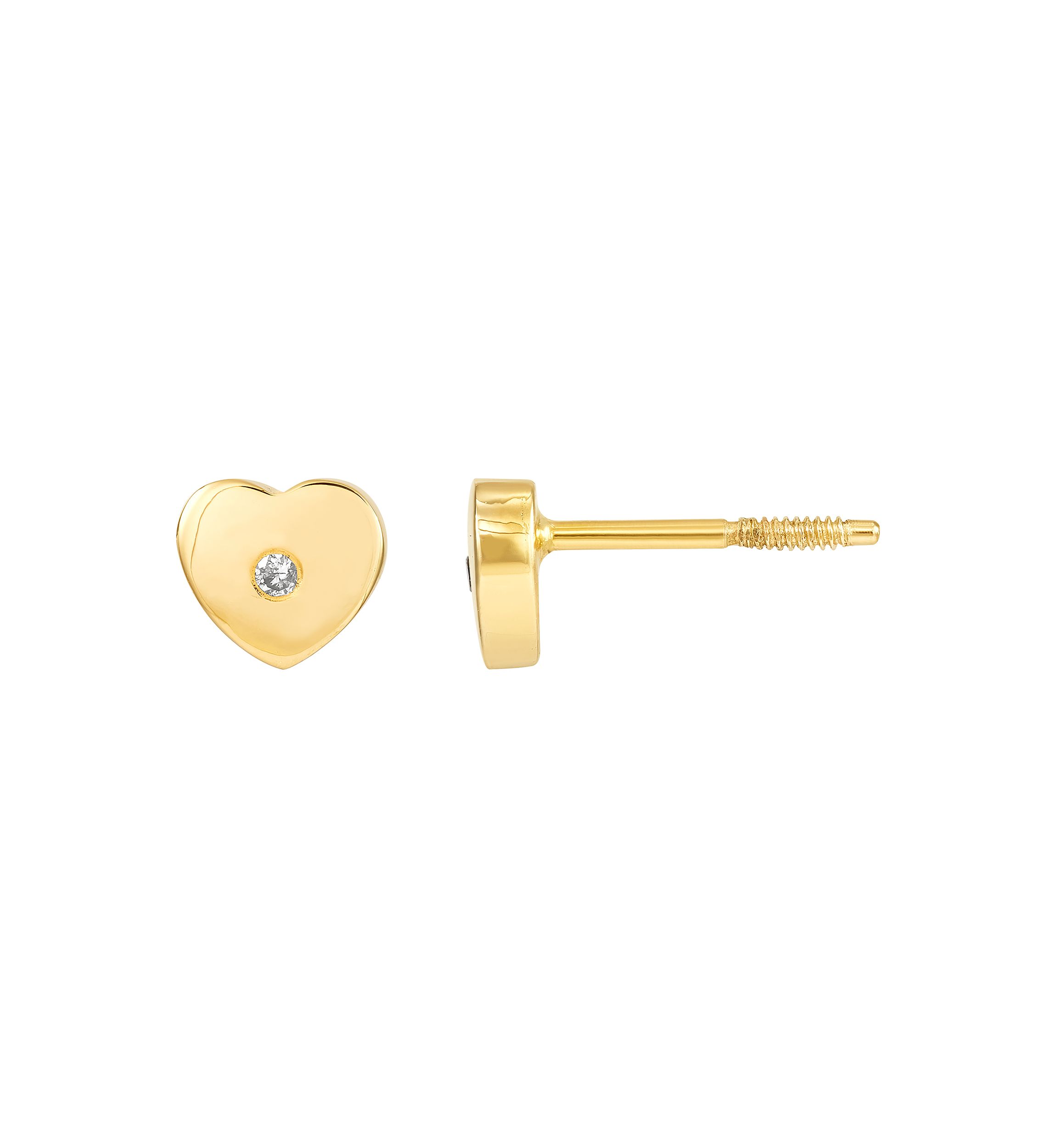 0.1 ct. t.w. Kids Diamond Heart Stud Earrings in 14K Yellow Gold