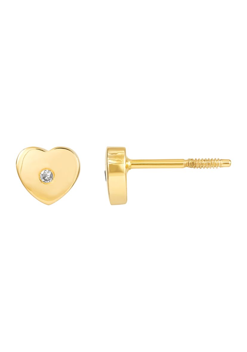 0.1 ct. t.w. Kids Diamond Heart Stud Earrings in 14K Yellow Gold