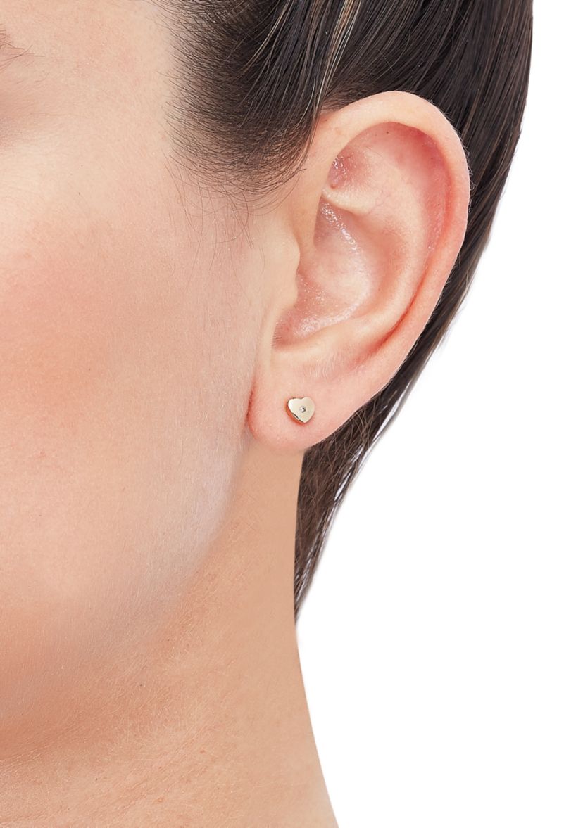 0.1 ct. t.w. Kids Diamond Heart Stud Earrings in 14K Yellow Gold
