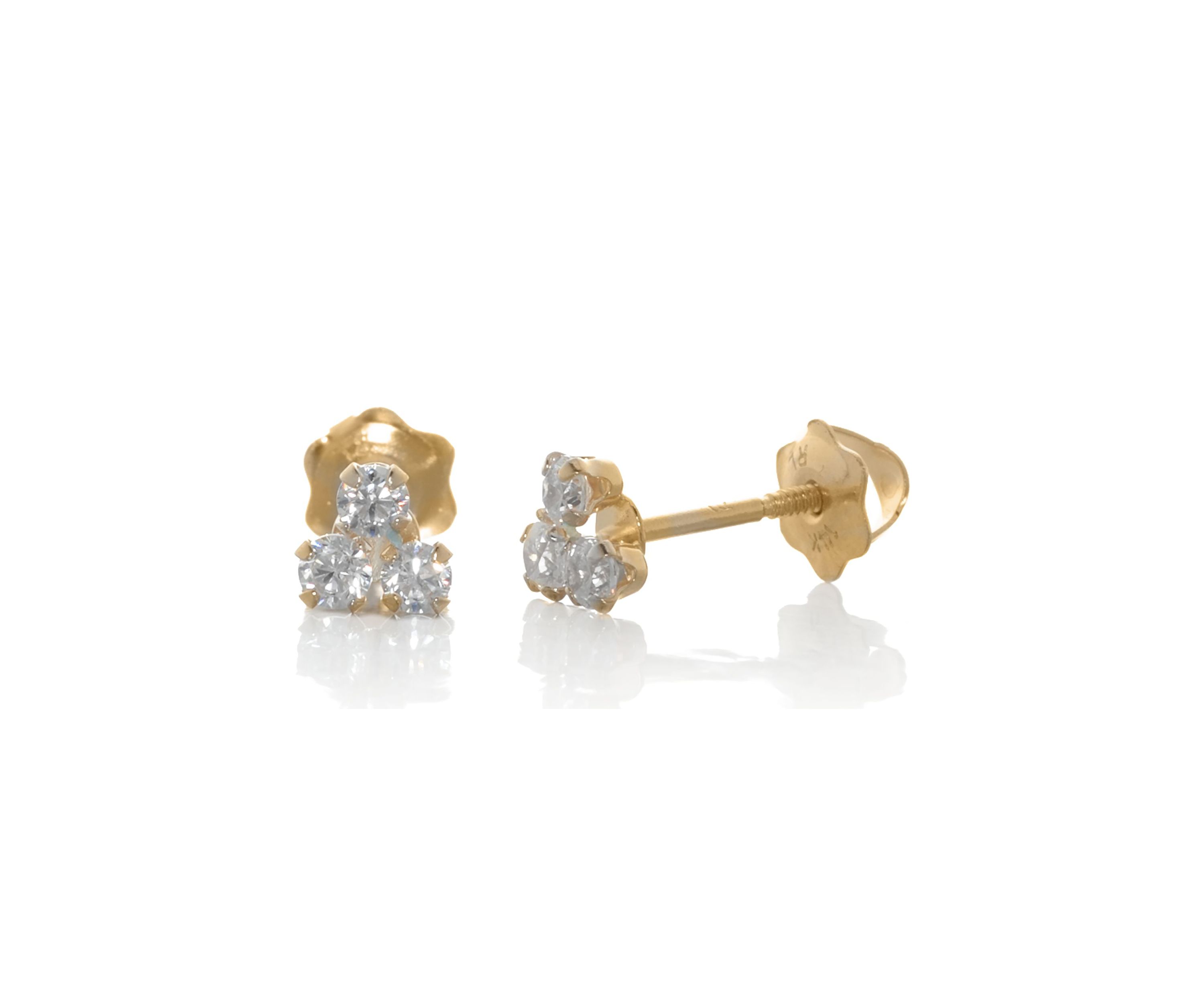 Kids Cubic Zirconia Stud Earrings in 14K White Gold