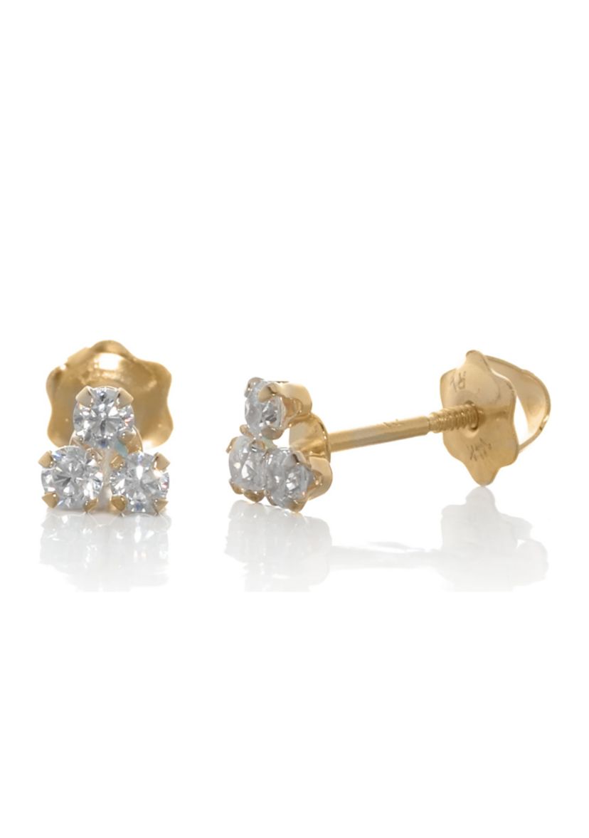 Kids Cubic Zirconia Stud Earrings in 14K White Gold