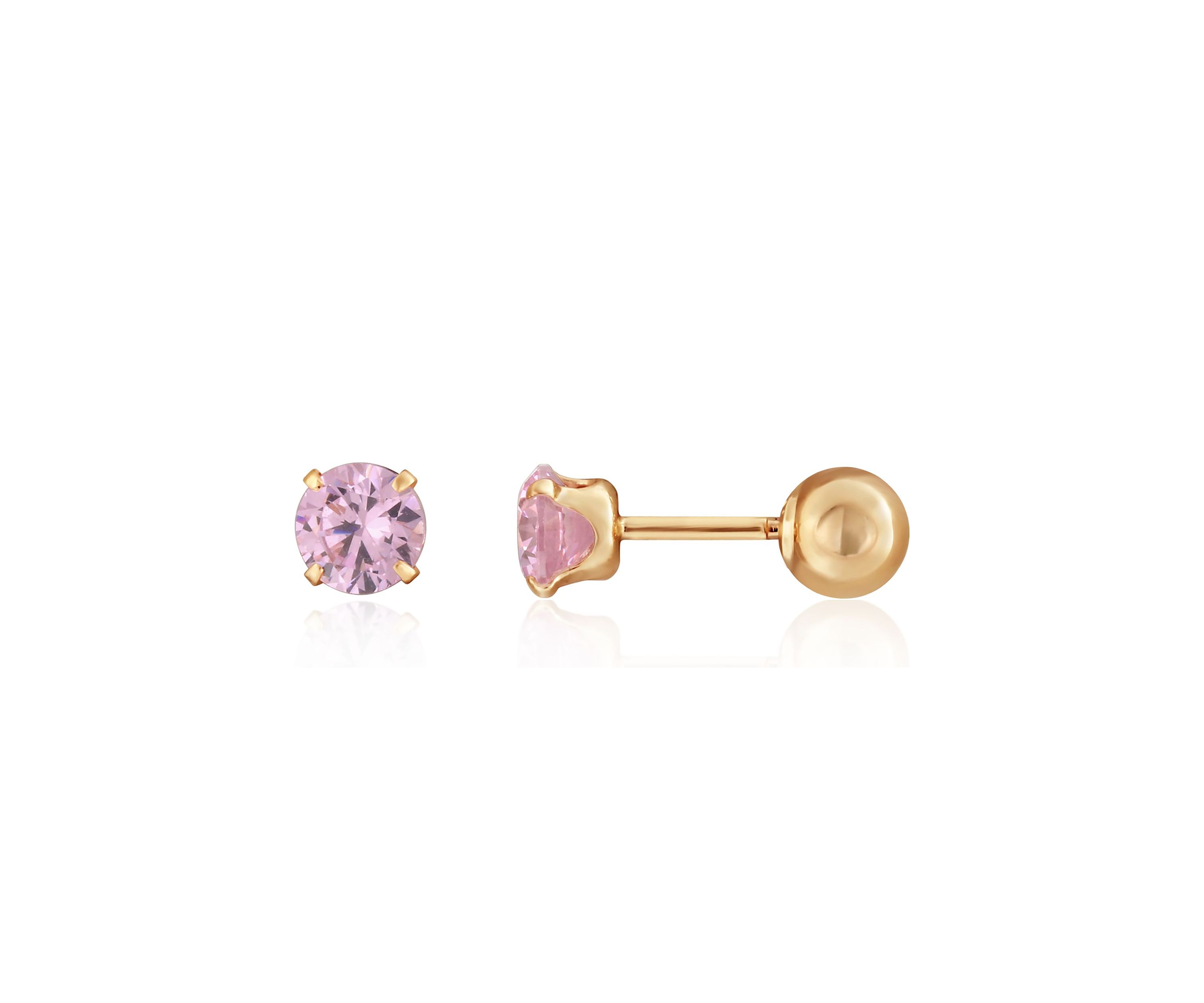 Kids Cubic Zirconia Stud Earrings in 14K Yellow Gold